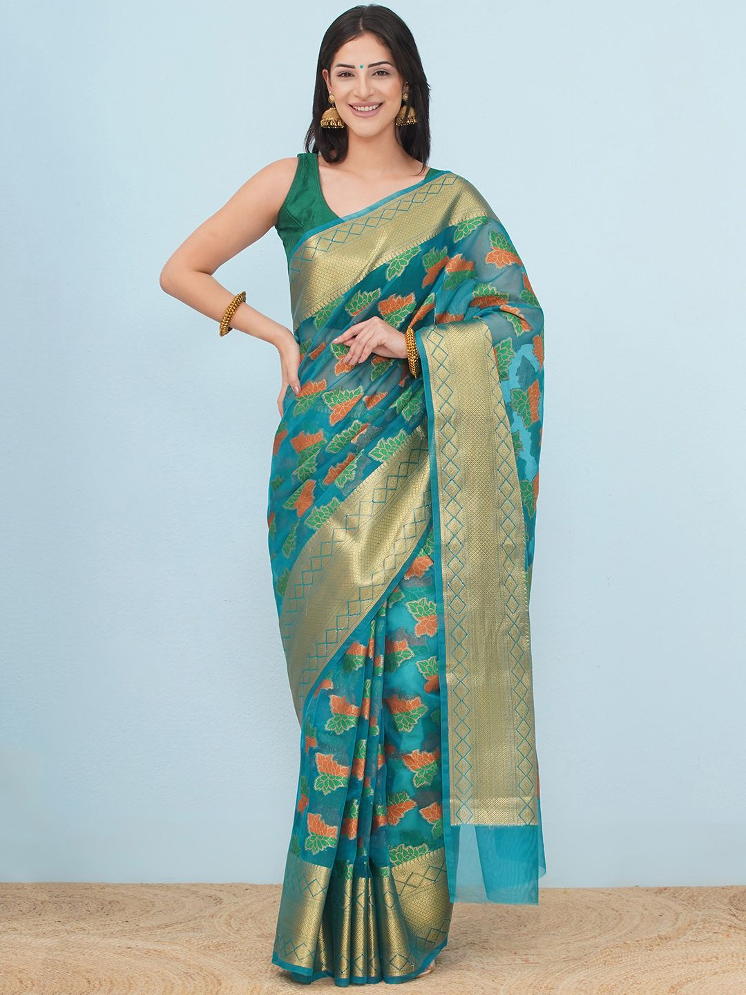 LABEL KASHI Woven Design Zari Organza Banarasi Saree