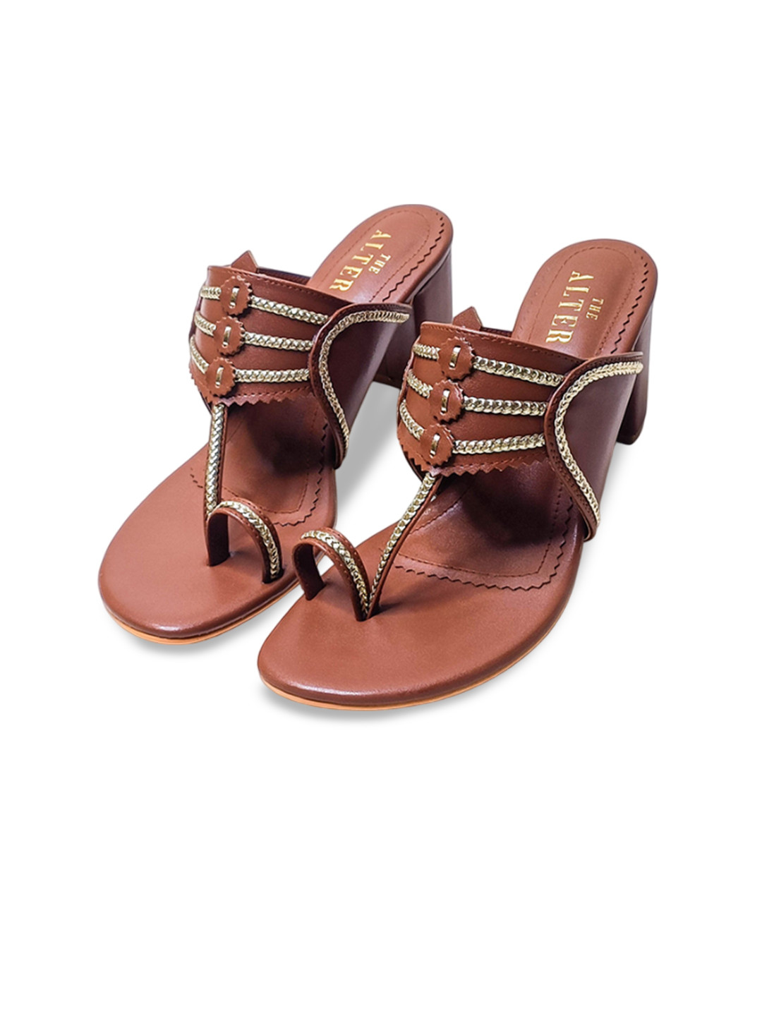 THE ALTER Women Woven Design Block Heel Sandals