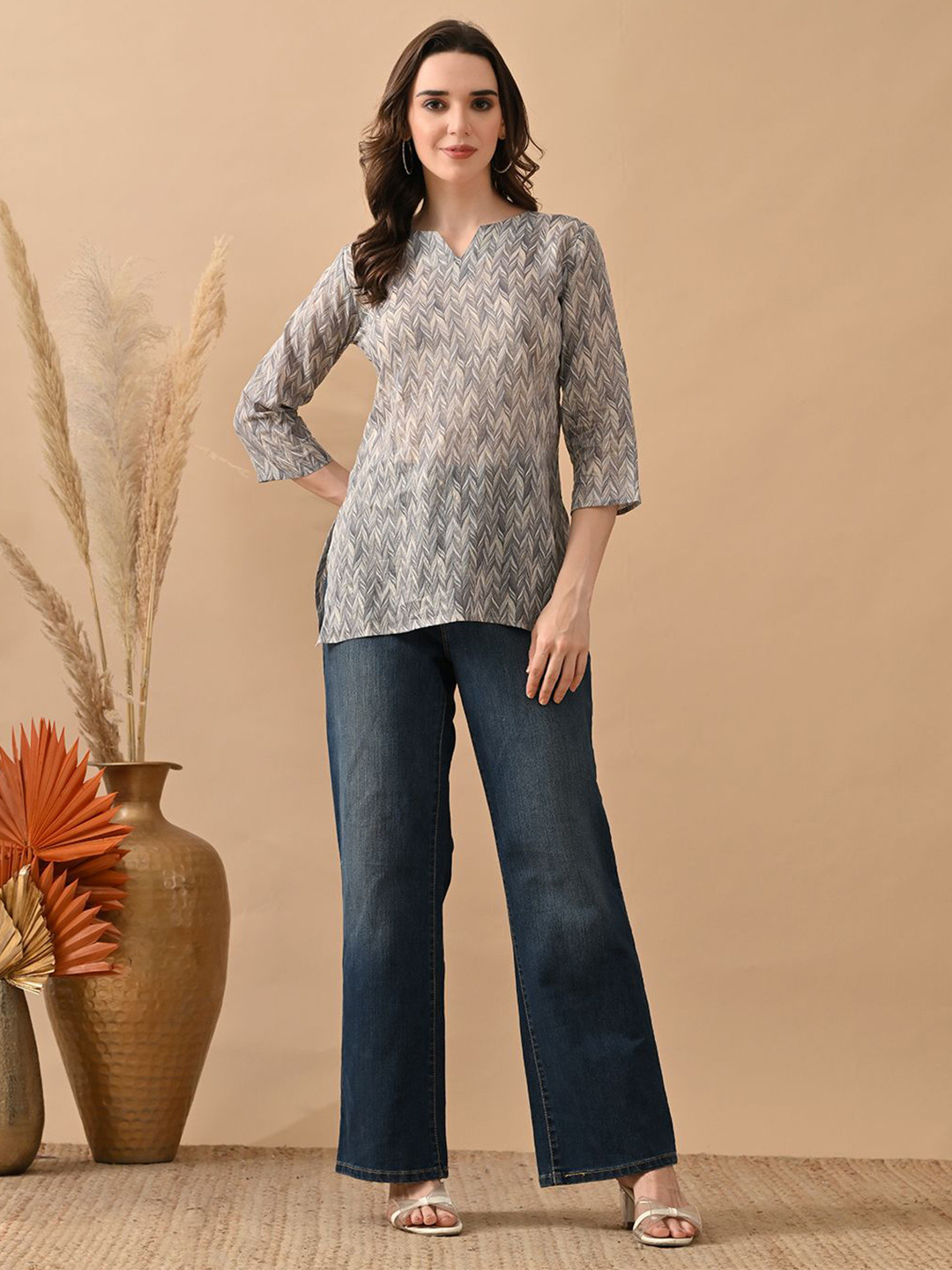 HARIKS Chevron Printed Pure Cotton Kurti