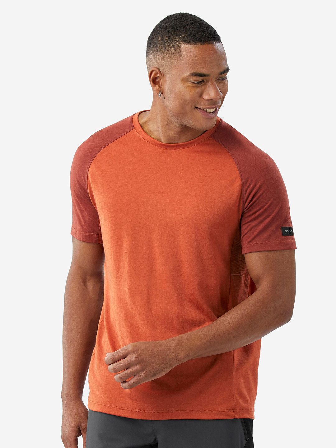 Decathlon Men Brown Merino Wool Short-Sleeved T-shirt