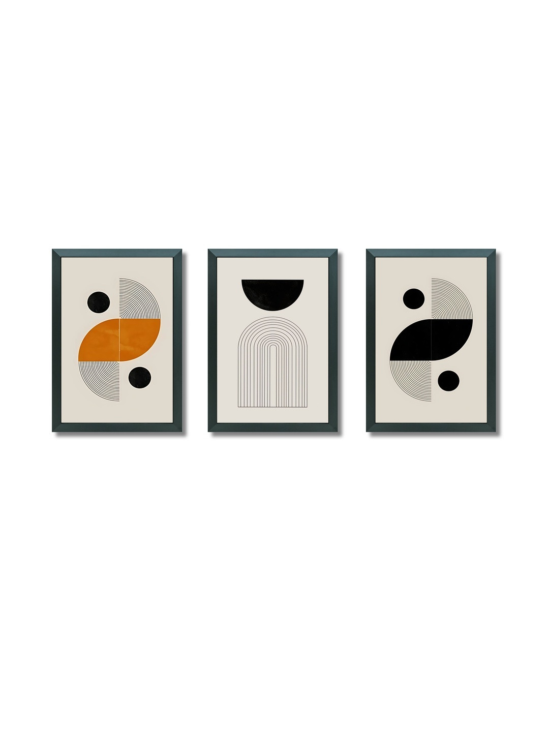 Aisha Decorz White & Black Set of 3 Piece Wood Abstract Wall Paintings