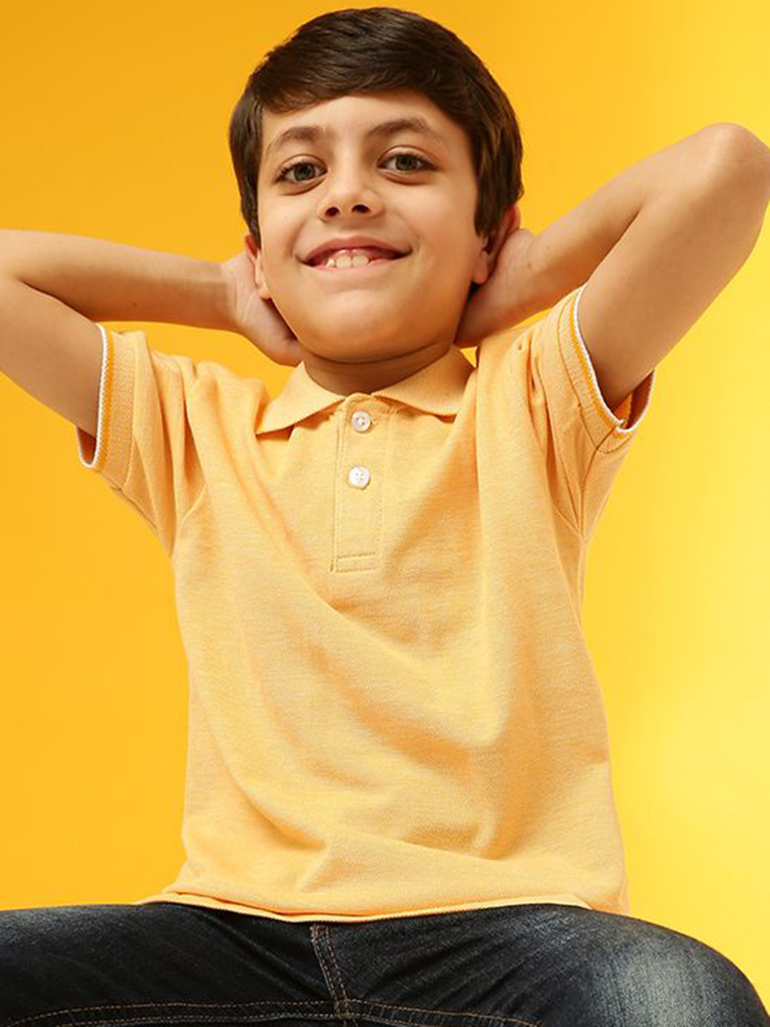 Instafab Boys Solid Polo Collar Cotton T-shirt