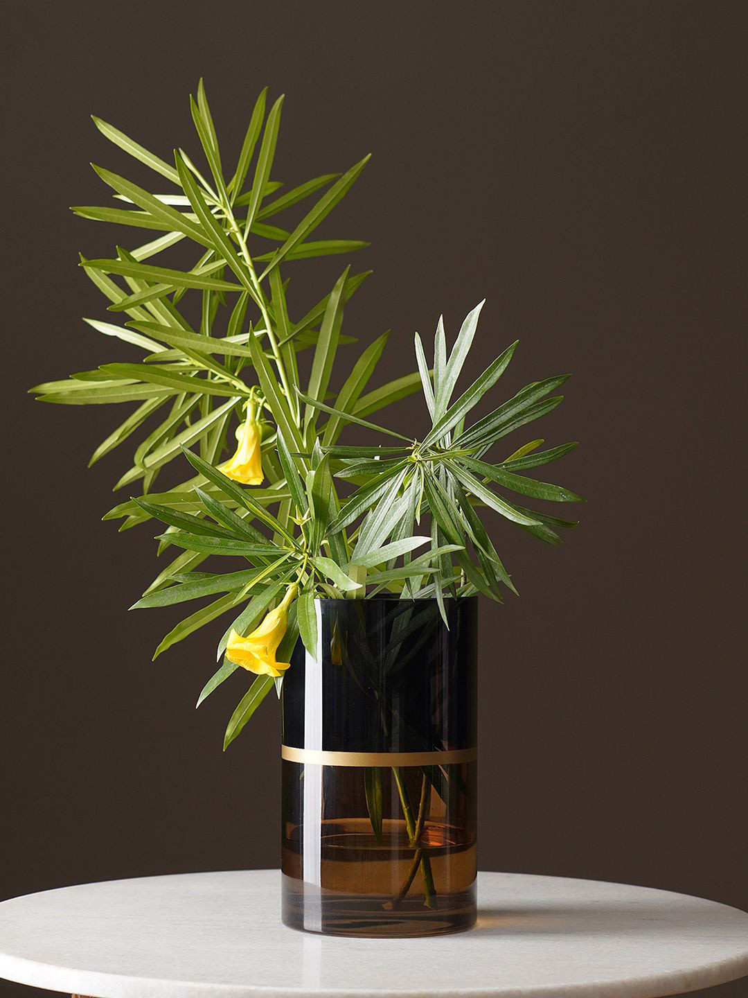 Pure Home and Living Brown & Black Two Tone Cylindrical Glass Vase