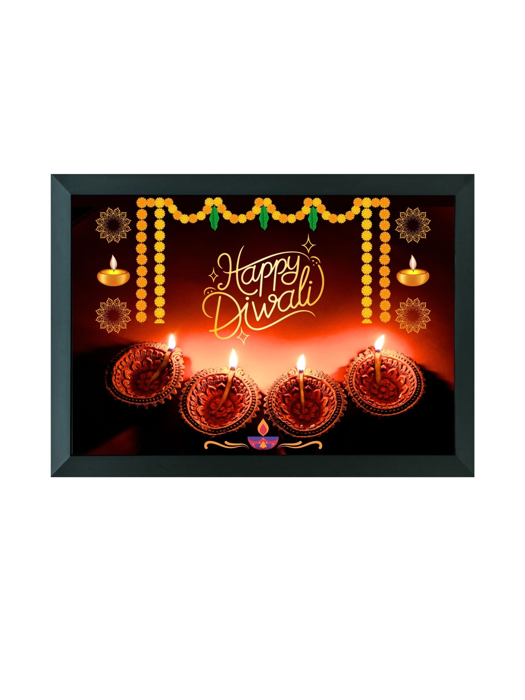 Aisha Decorz Multicoloured Happy Diwali MDF Wood Wall Paintings