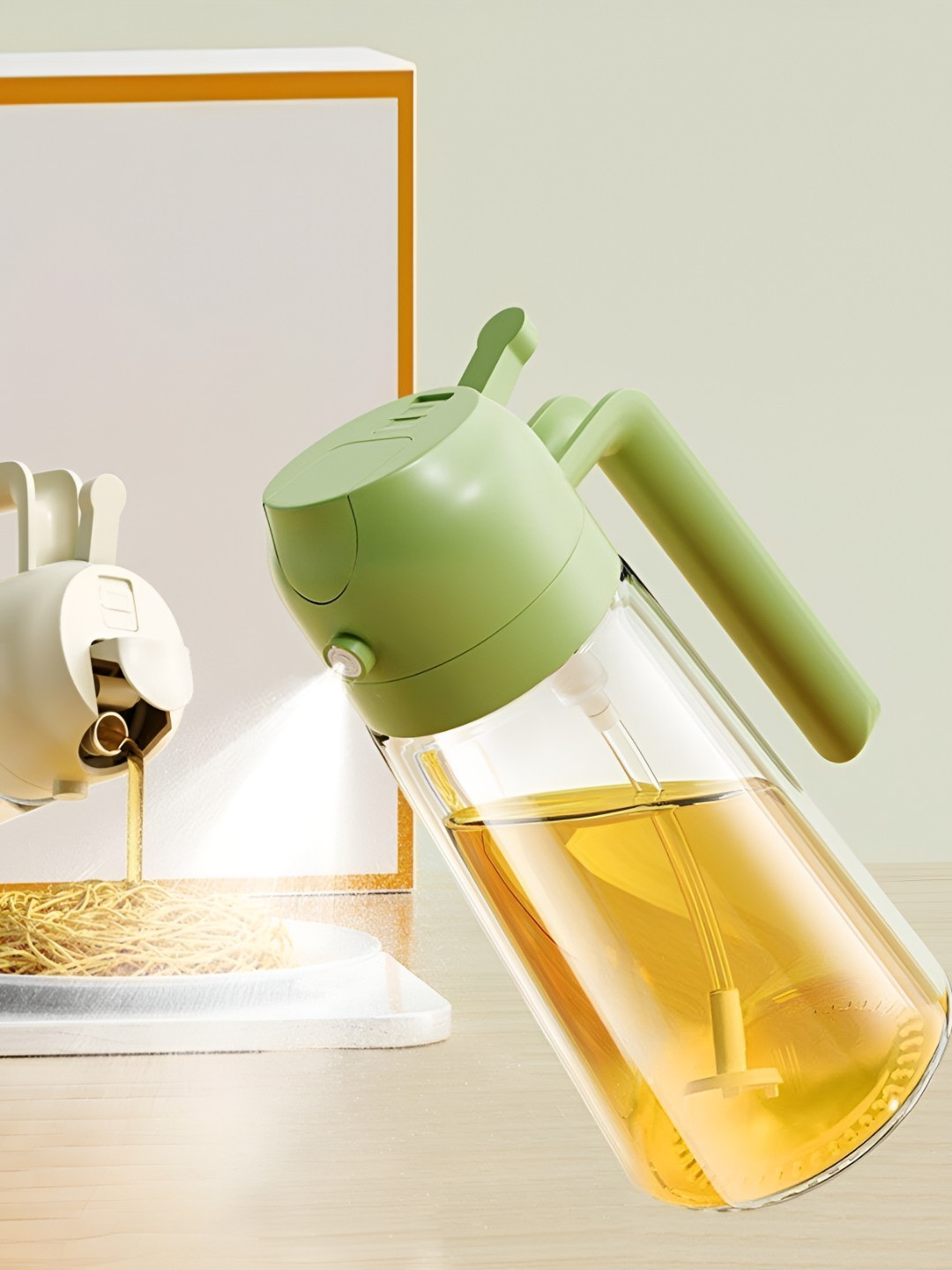 Virtuous Transparent 2 In 1 Glass Easy To Clean Oil Dispenser