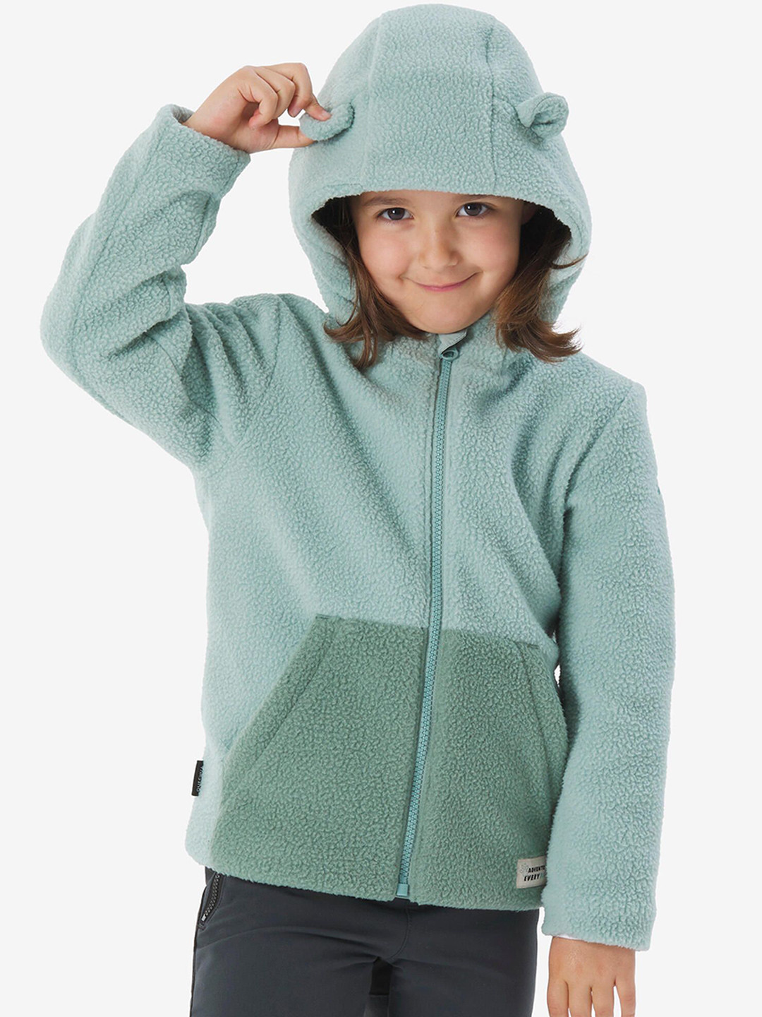Decathlon QUECHUA Kids Sherpa Green Fleece Jacket