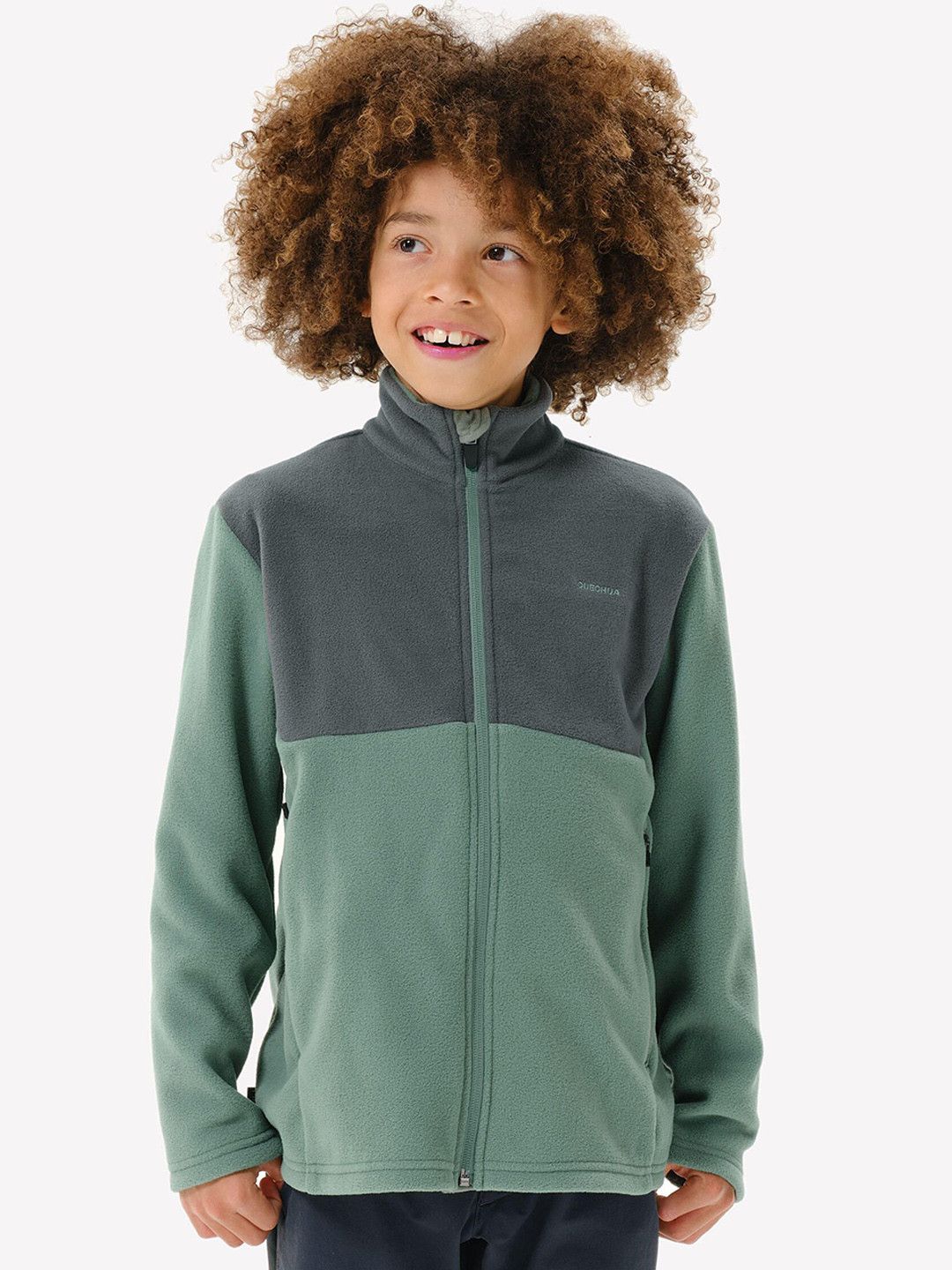 Decathlon QUECHUA Kids Green Hiking Fleece Jacket