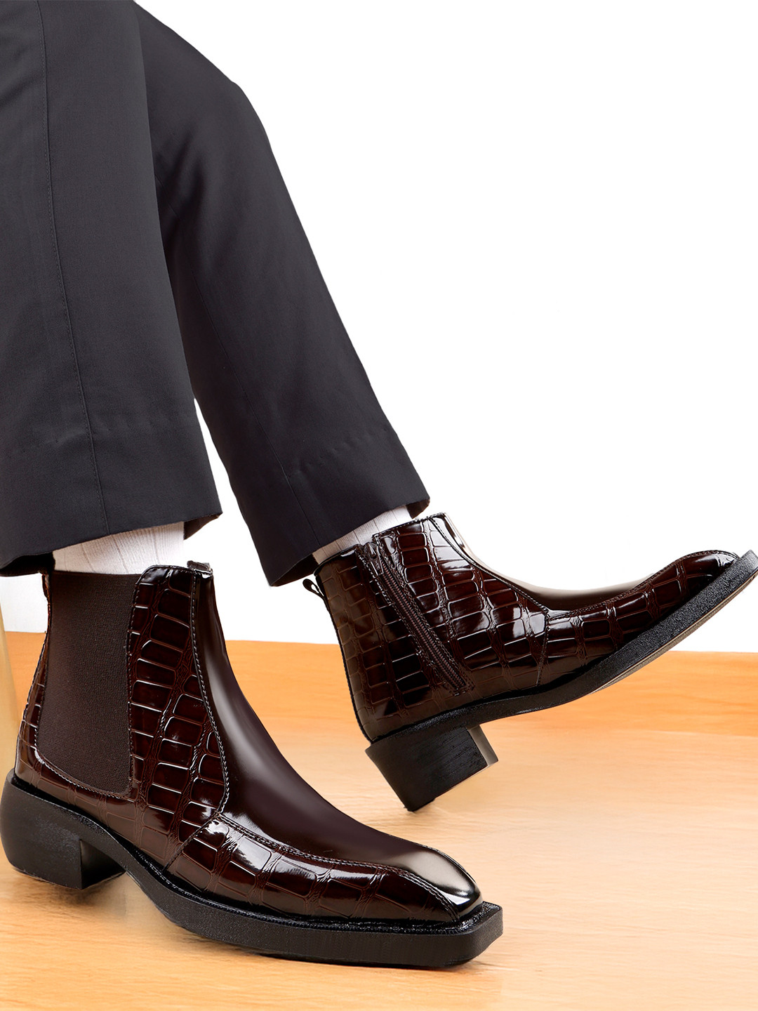 Bxxy Men 2-Inch Heel Height Increasing Chelsea Boots