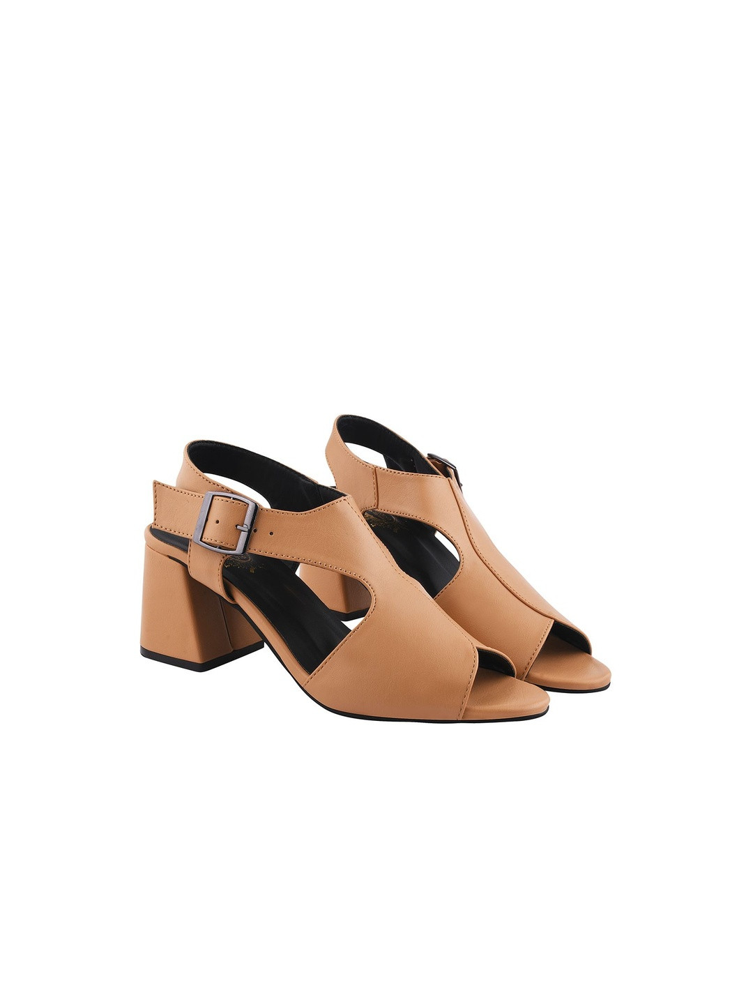 Stylestry Girls Peep Toe Block Heeled Sandals With Buckle