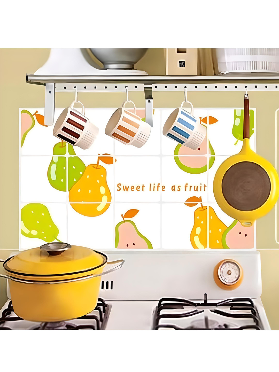 Jaamso Royals Brown Printed Self-Adhesive Water Proof Kitchen Wall Sticker