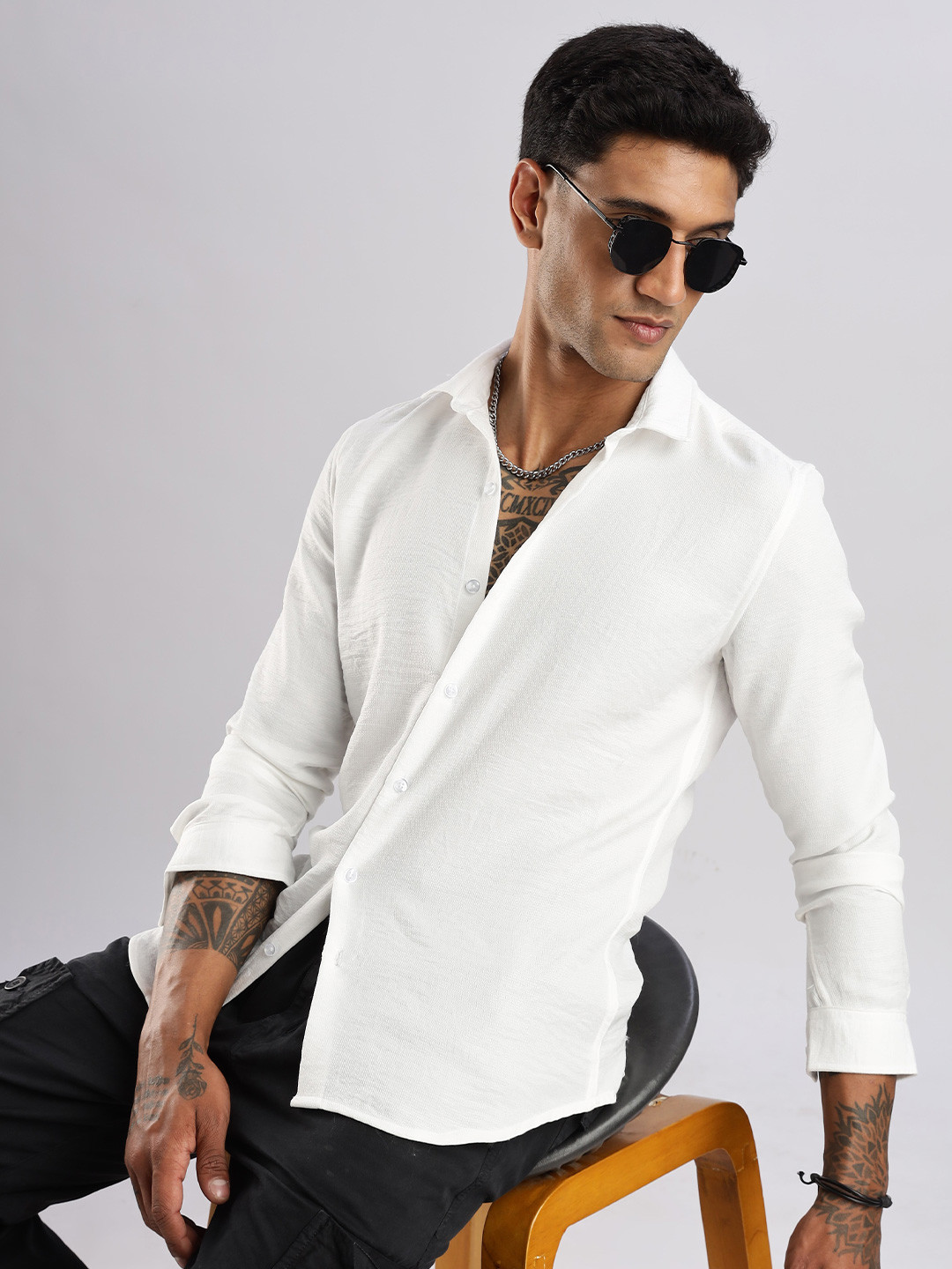 THE BEETEL HOUSE Men Linen Look Regular Slim Fit Casual Shirt