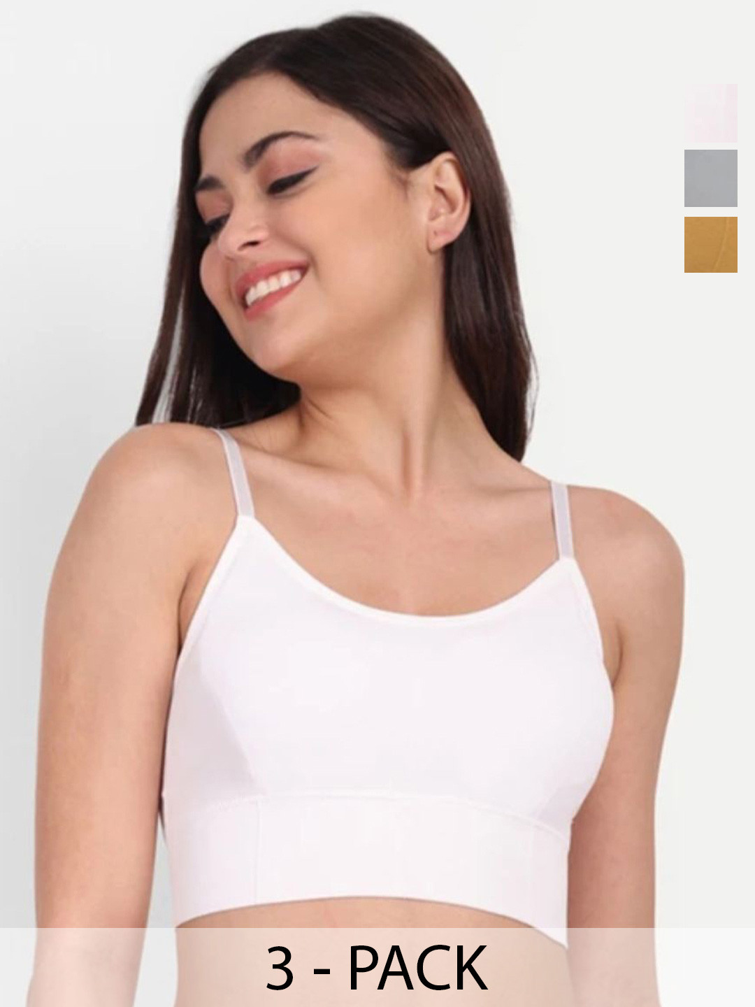 DNOTRO Pack Of 3 Bralette Lightly Padded All Day Comfort Dry Fit Full Coverage Bras