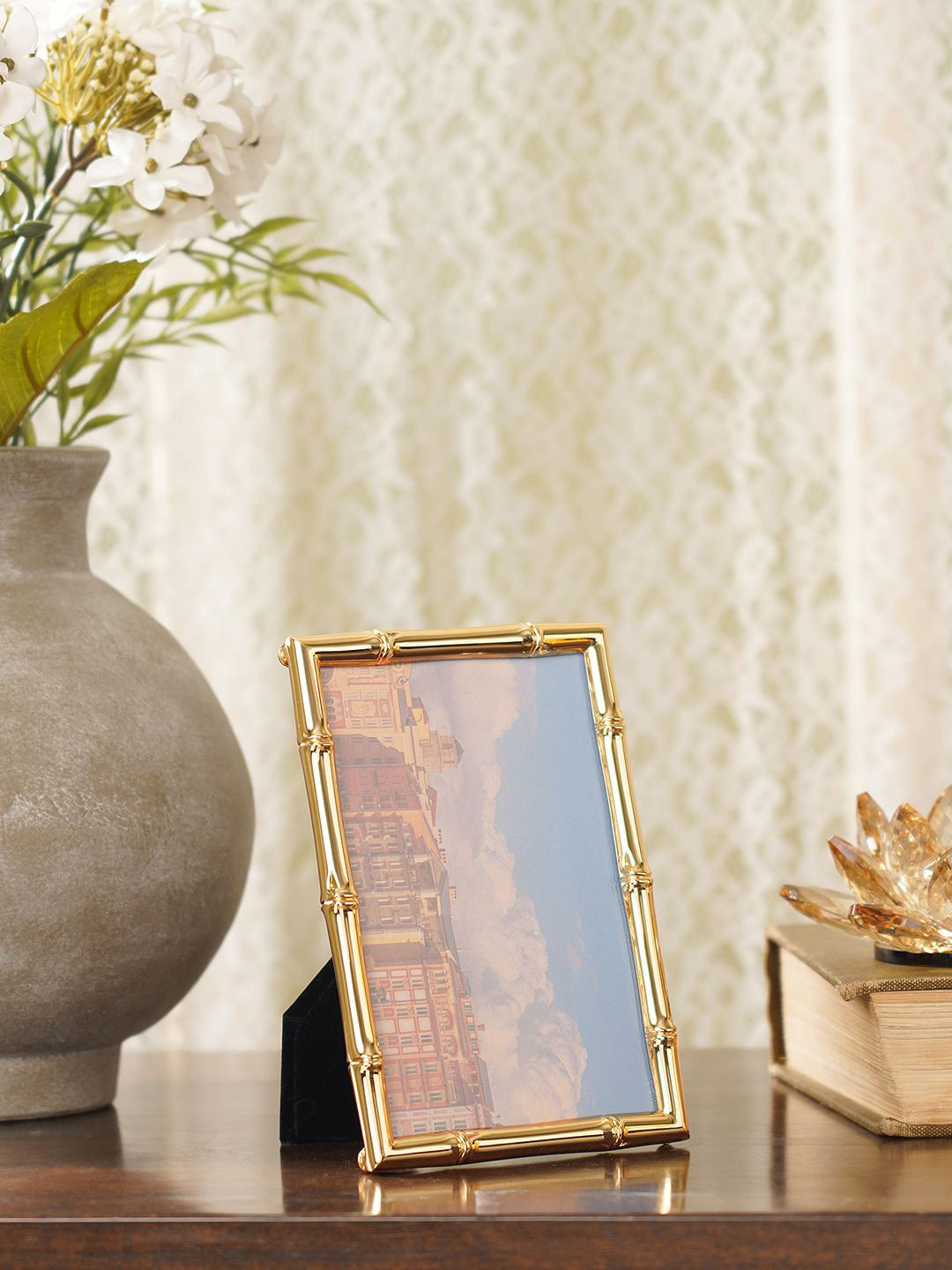 Pure Home and Living Gold-Toned & Black Bamboo Table Photo Frame