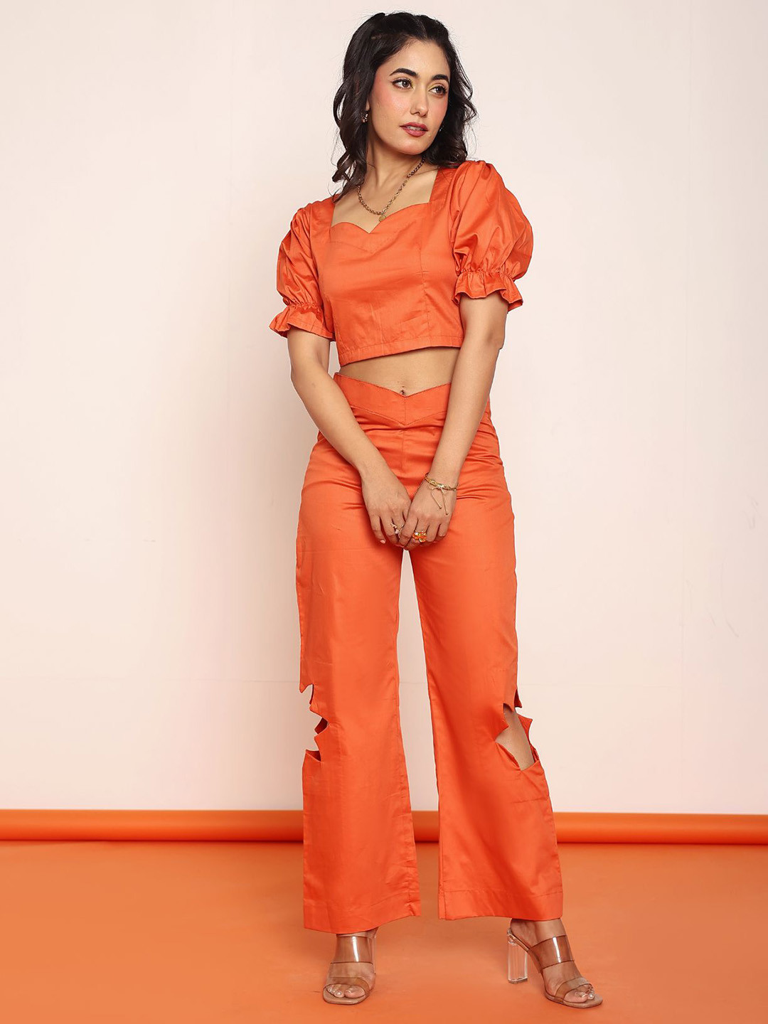 LOVEPRASHA Women Flower Cutout Straight Trousers