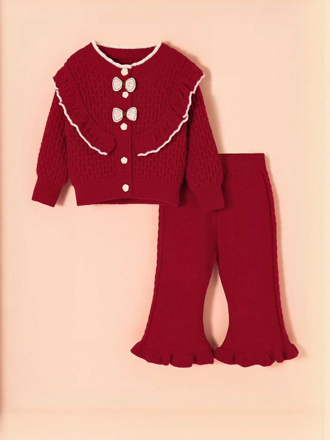 Hopscotch Girls 2 Piece Bow Detail Ruffle Pants Set