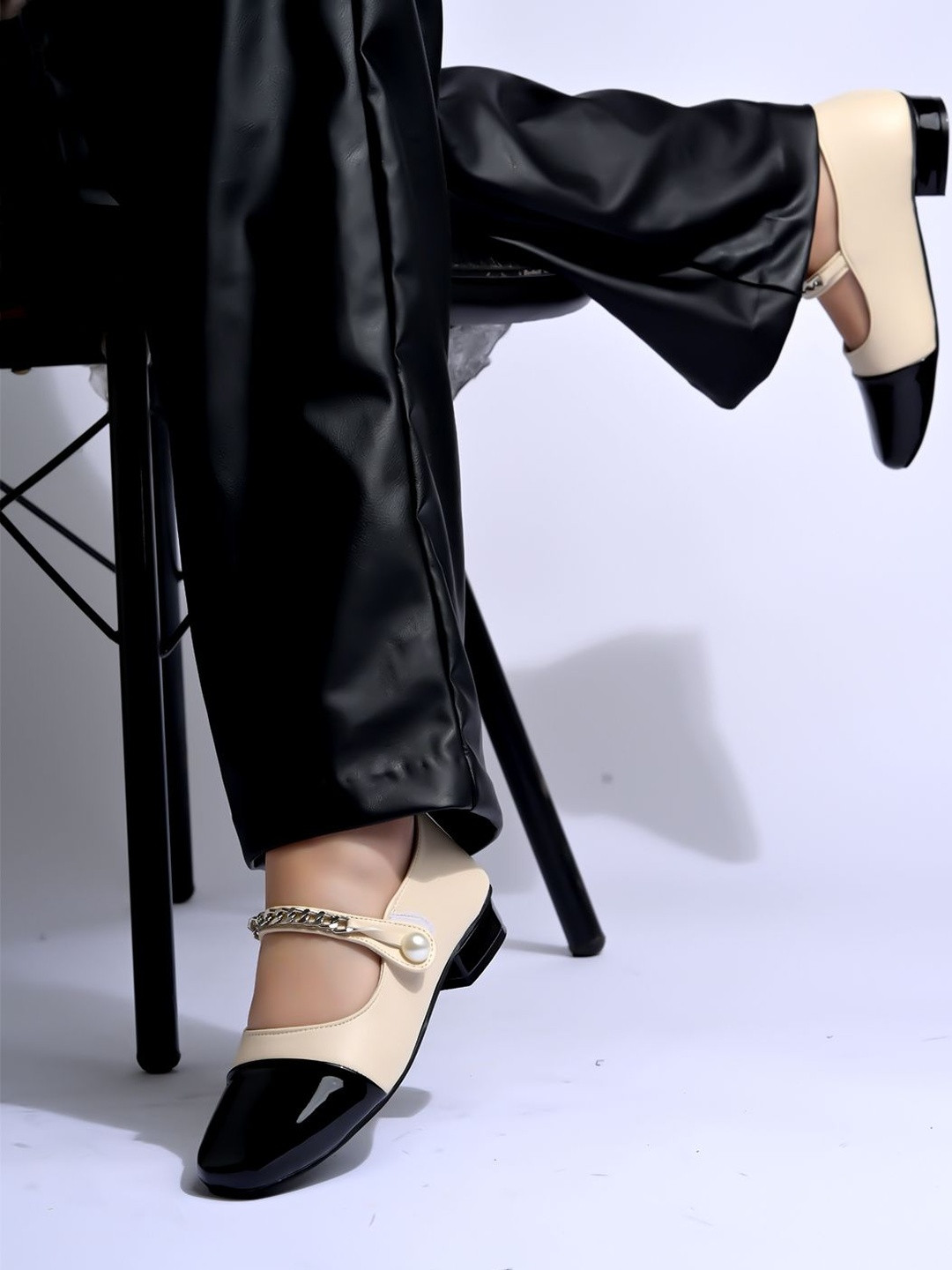 Stylestry Cream Mary Janes Heels