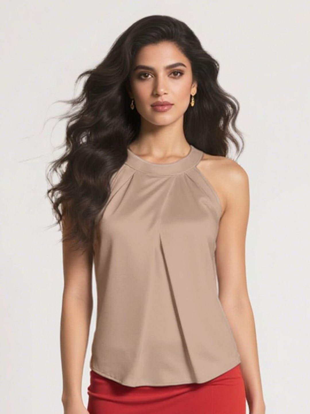 all about you Women Halter Neck Sleeveless Regular High-Low Top