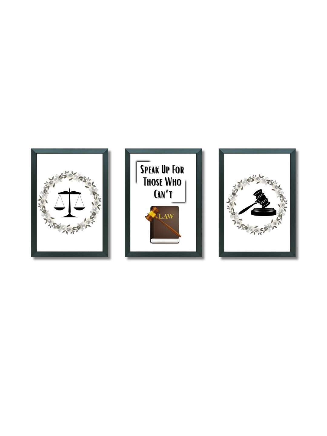 Aisha Decorz Black Set of 2 Motivational Art Printed Framed Wall Art