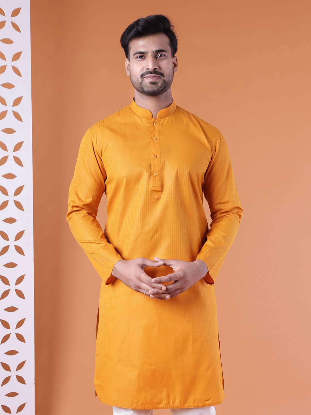 AURIK Mandarin Collar Long Sleeves Straight Kurta