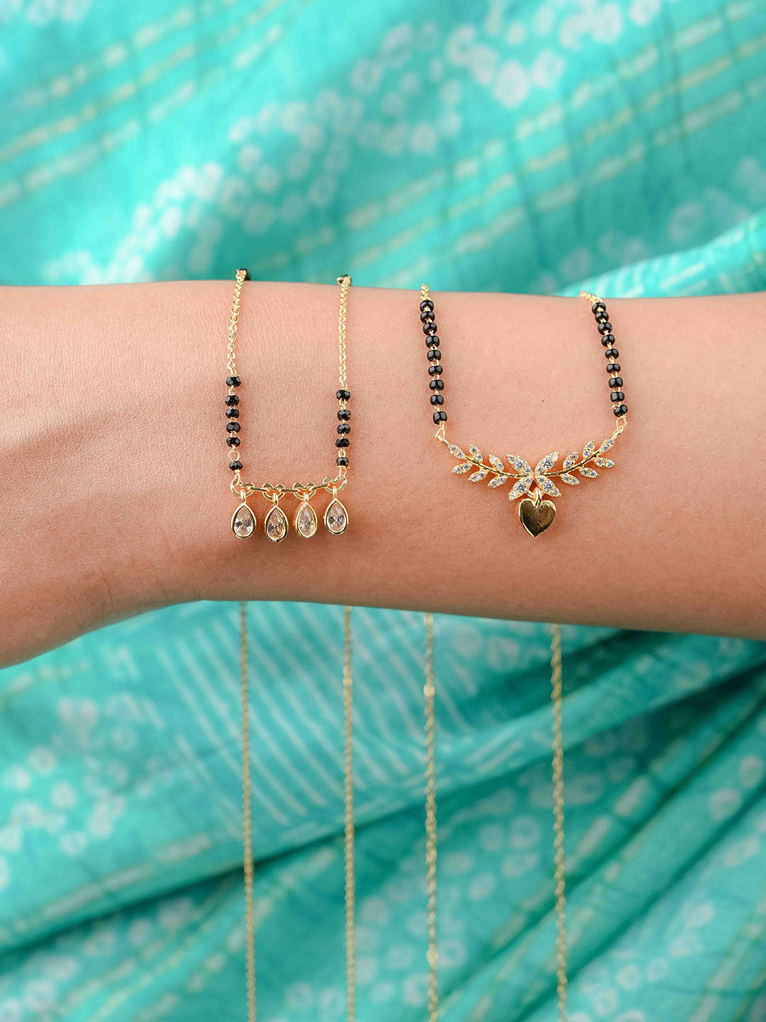 Zeraki Jewels Set of 2 Gold-Plated Nora Mangalsutra & Meher Mangalsutra