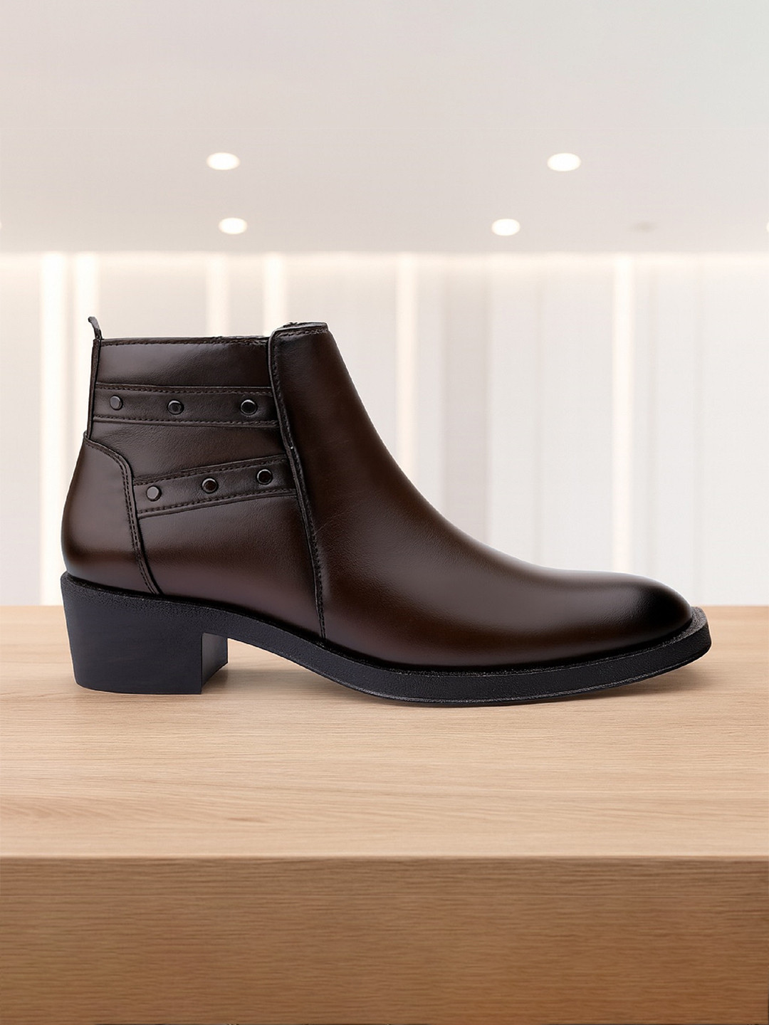 Bxxy Men 2 Inch Height Increasing High Heel Ankle Chelsea Boots