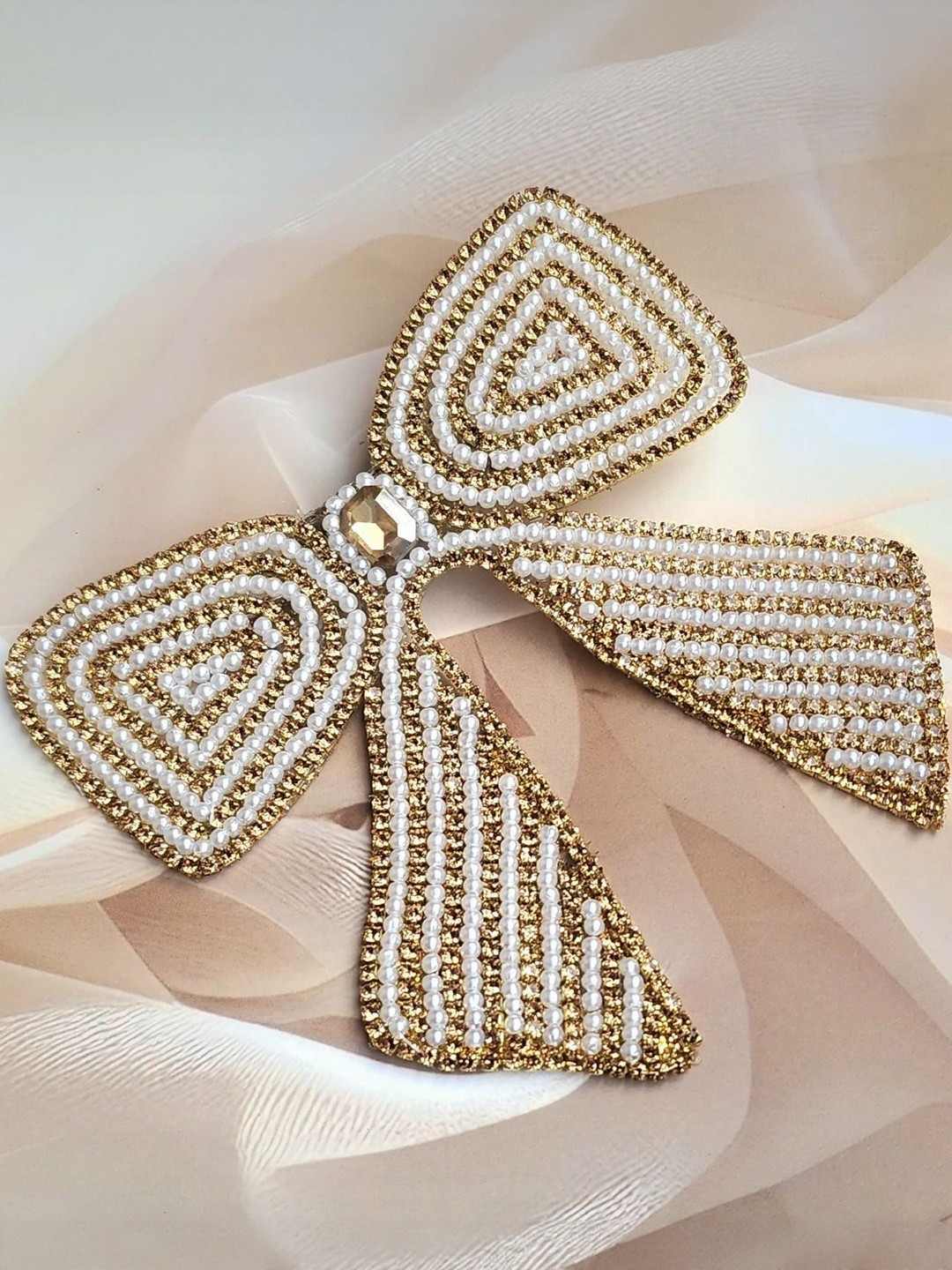 DIVASTRI Women Fancy Beaded Bow Hair Clip