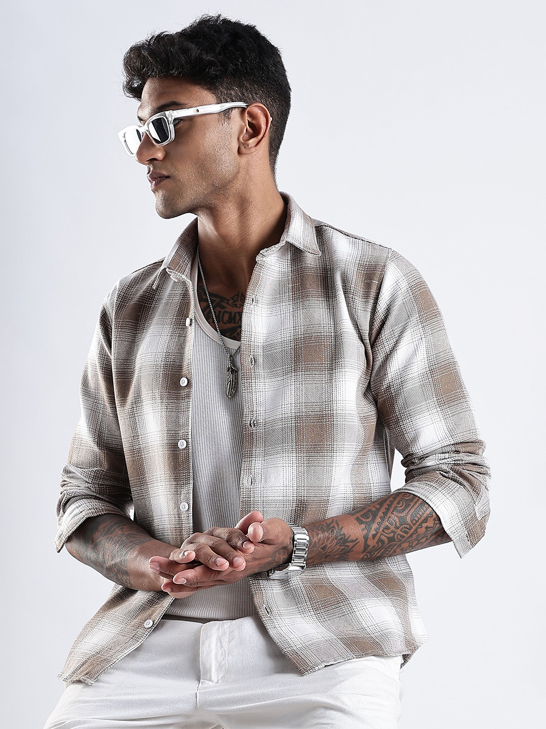 THE BEETEL HOUSE Men Earwig Checked Regular Slim Fit Casual Shirt