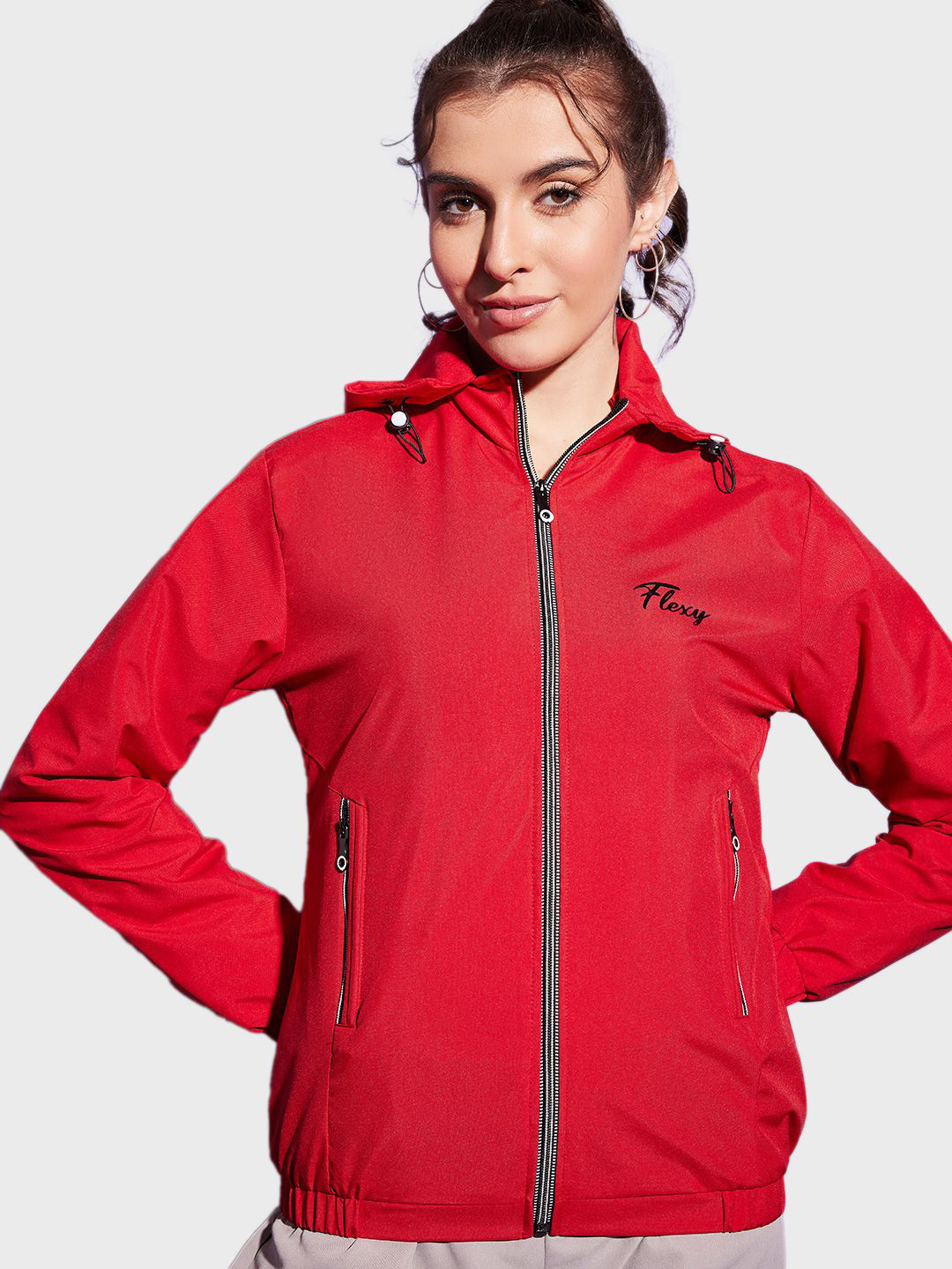 BUY NEW TREND Women Hooded Solid Windcheater Sporty Jacket