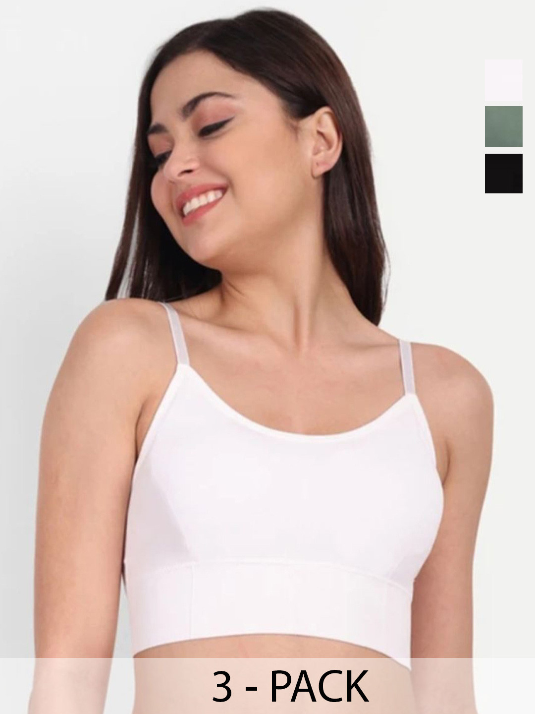 JUGNU TEXTILES Pack Of 3 Lightly Padded Full Coverage Sports Bras