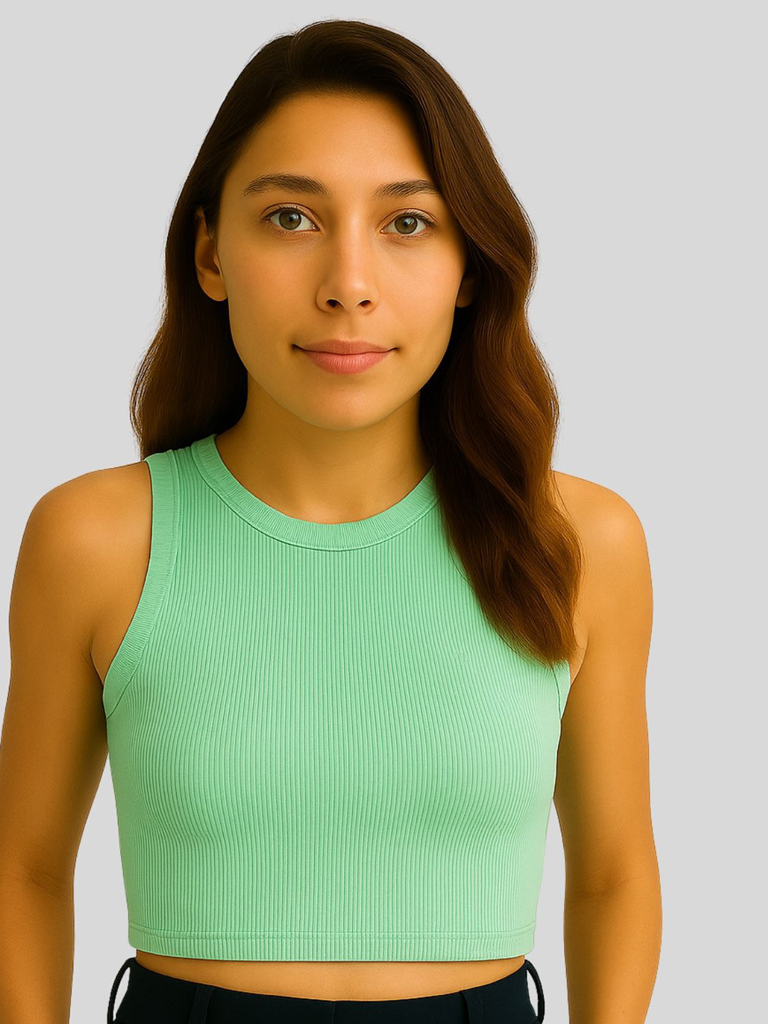 EXILION Women Ribbed Sleeveless Tank Crop Top