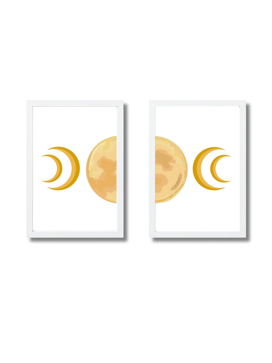 Aisha Decorz Yellow & White Set of 2 Wall Paintings