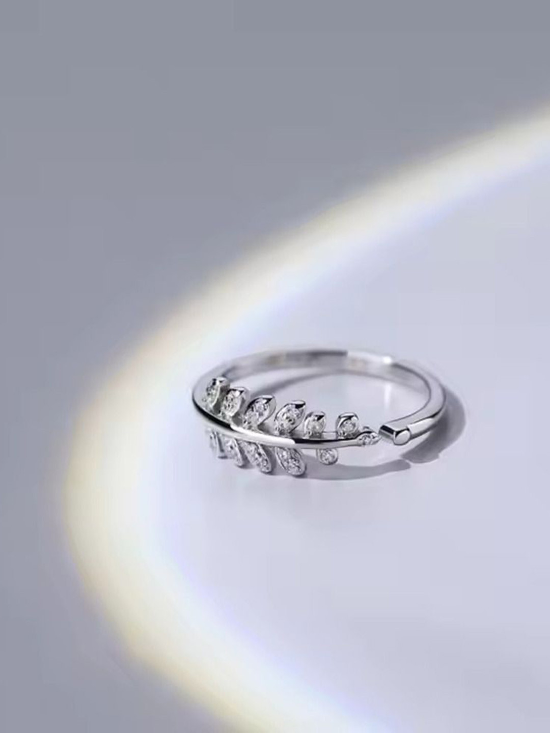 Thrillz Women Leaf Design American Diamonds Studded Adjustable Finger Ring