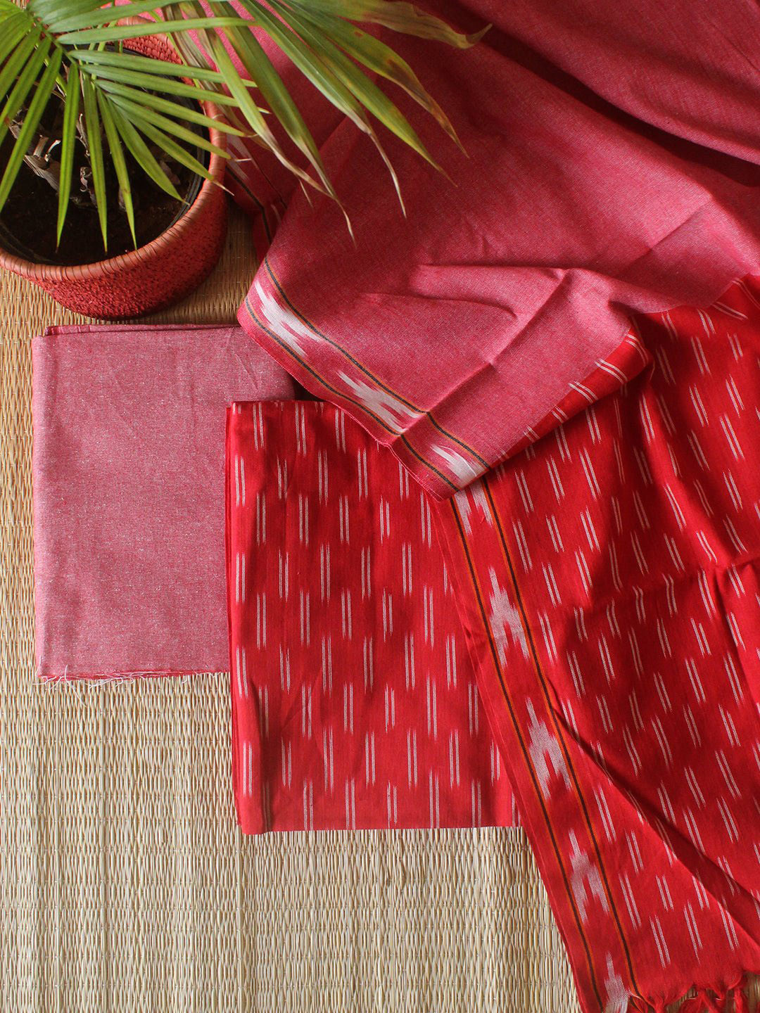 Weaves of Tradition Geometric Ikat Printed Pure Cotton Unstitched Dress Material