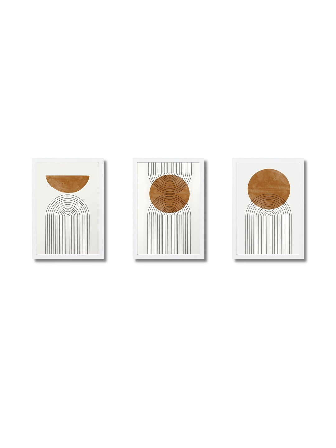 Aisha Decorz White & Brown Set of 3 Wood Wall Paintings