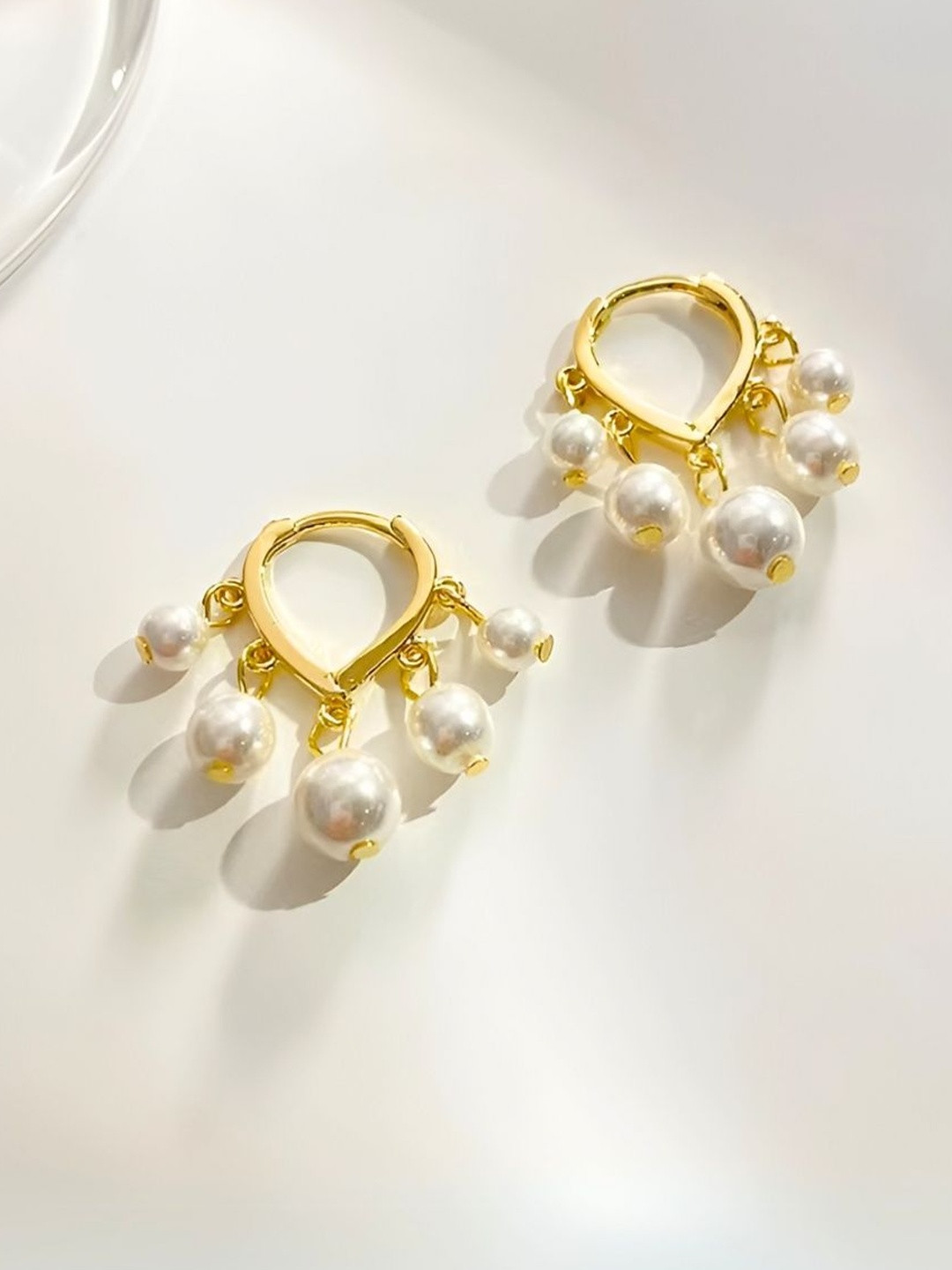 DressBerry Women Gold Alloy Pearl Set Hook Fashion Korean Earrings