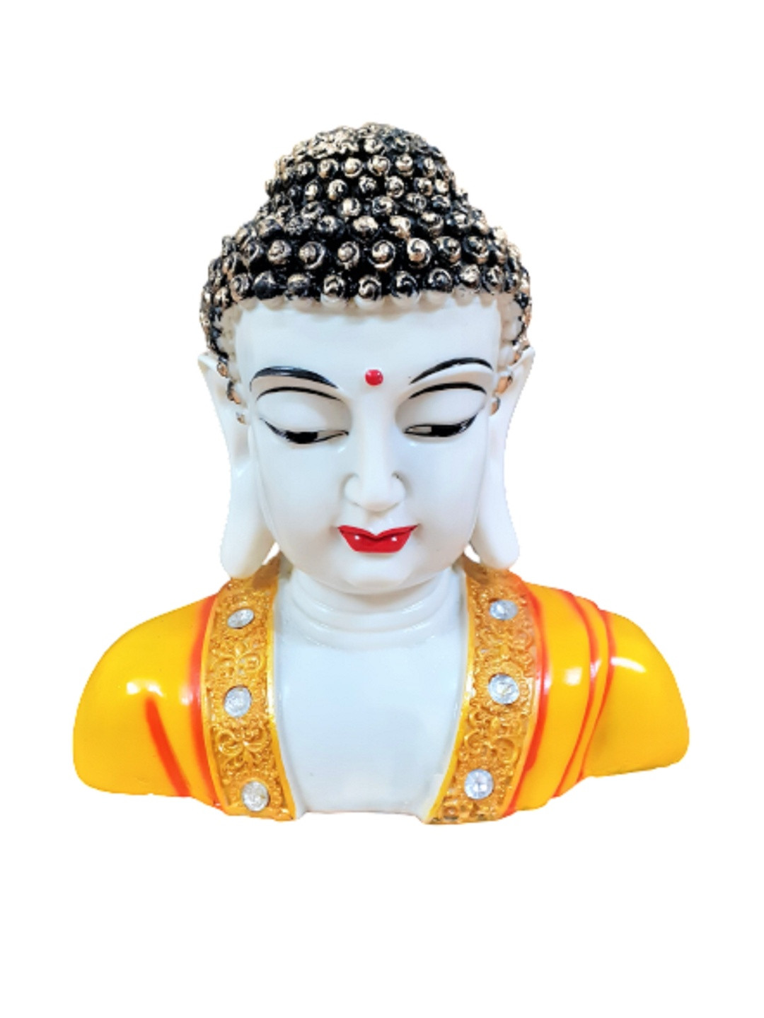 Afterstitch Yellow And White Buddha idol show Piece