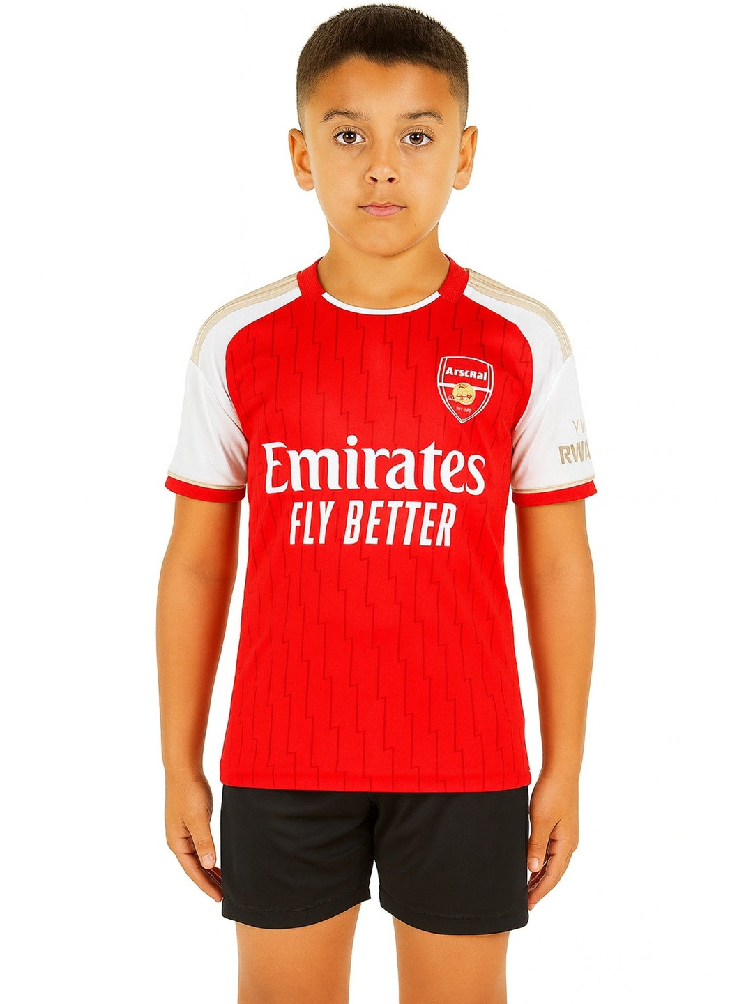 dostitch Boys Red & White Graphic Printed Round Neck Polyester T-shirt & Shorts