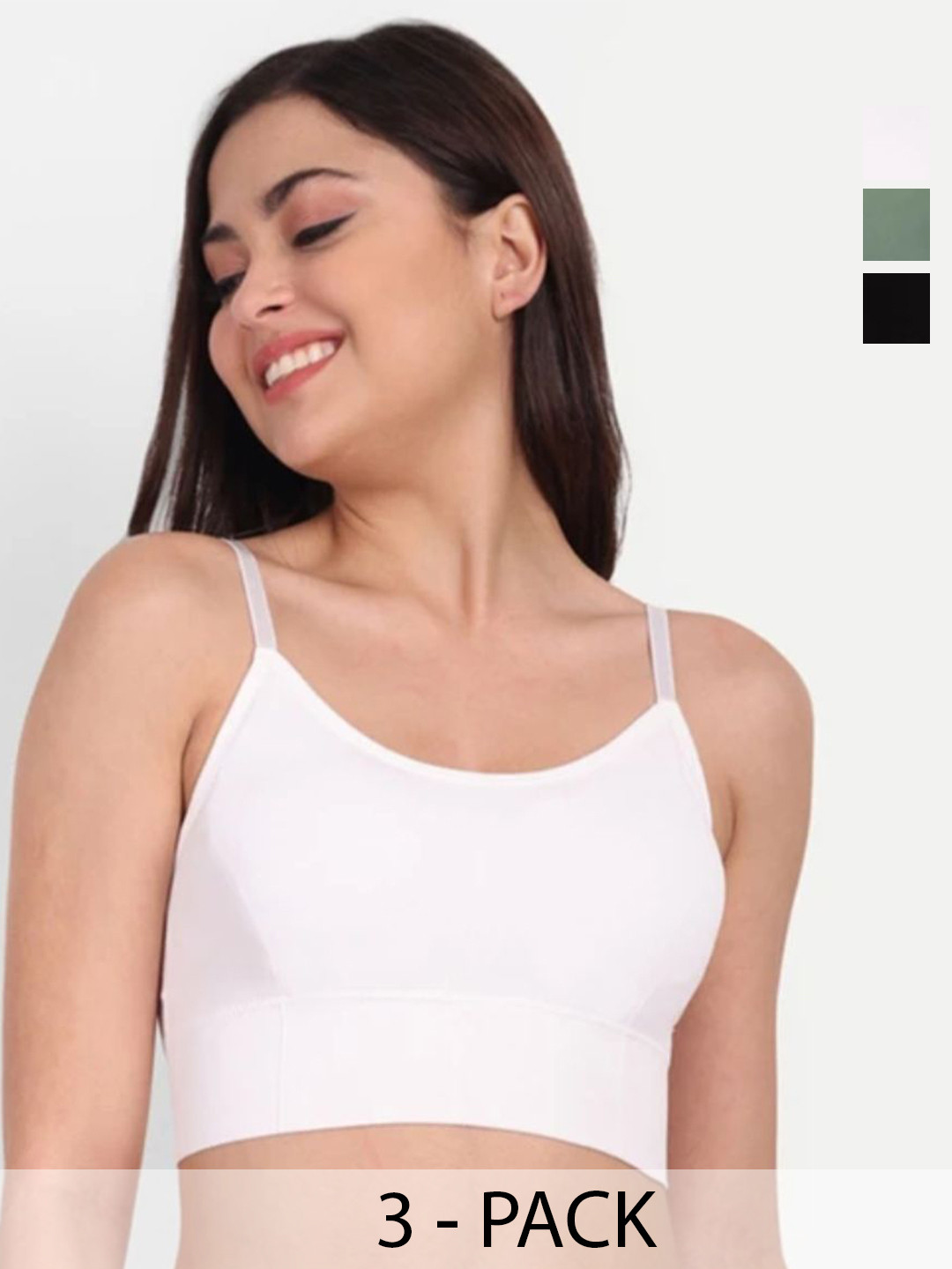 Megir Pack Of 3 Full Coverage Lightly Padded Lycra Sports Bralettes