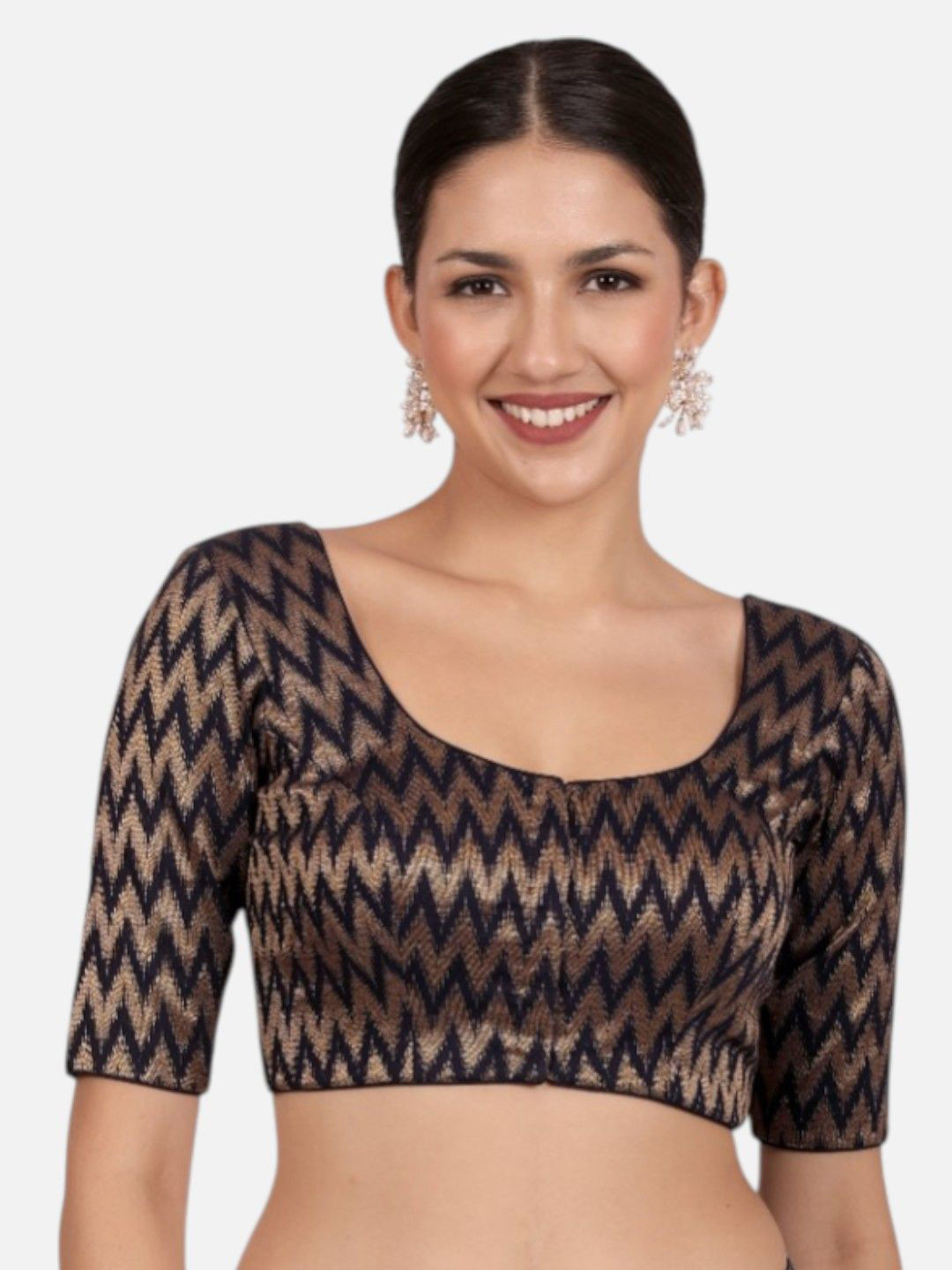 neckbook Woven Design Cotton Round Neck Cotton Saree Blouse