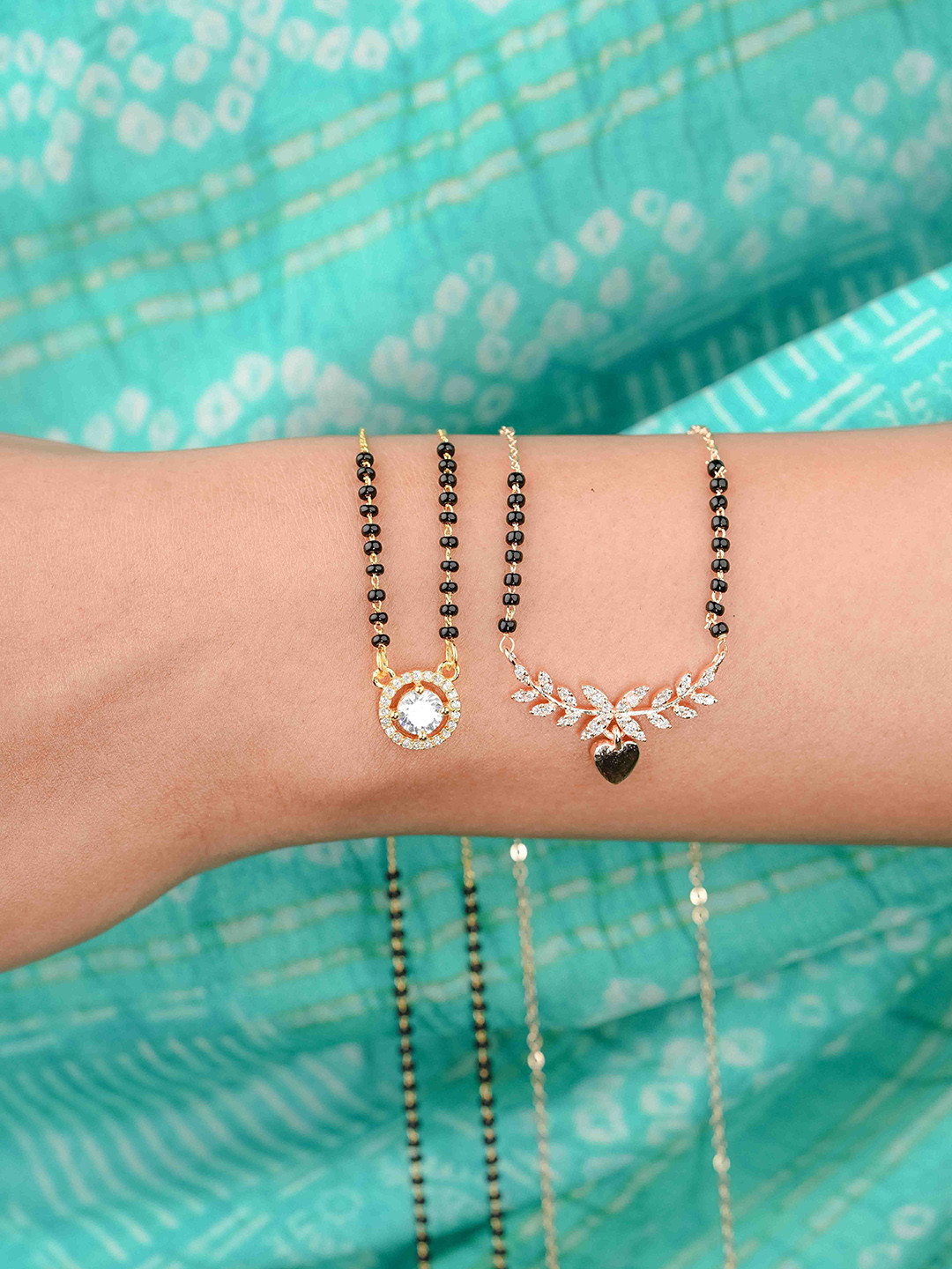 Zeraki Jewels Set of 2 Rose Gold-Plated Nora Mangalsutra & Emily Mangalsutra