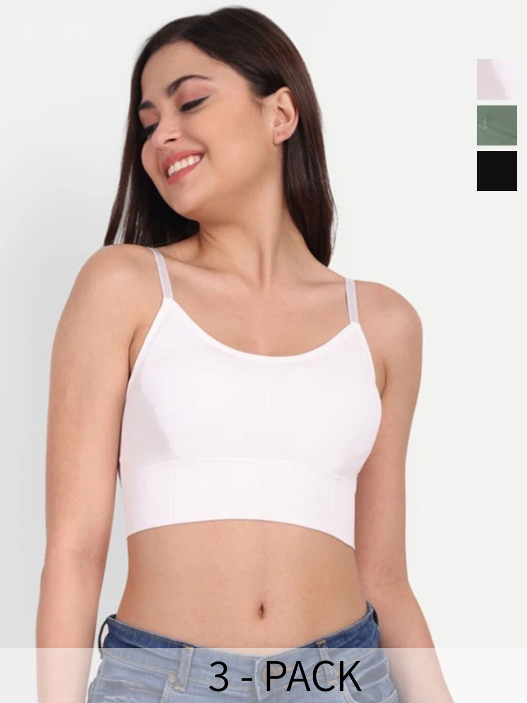 FEECREB Pack Of 3 Bralette Lightly Padded All Day Comfort Dry Fit Full Coverage Bras