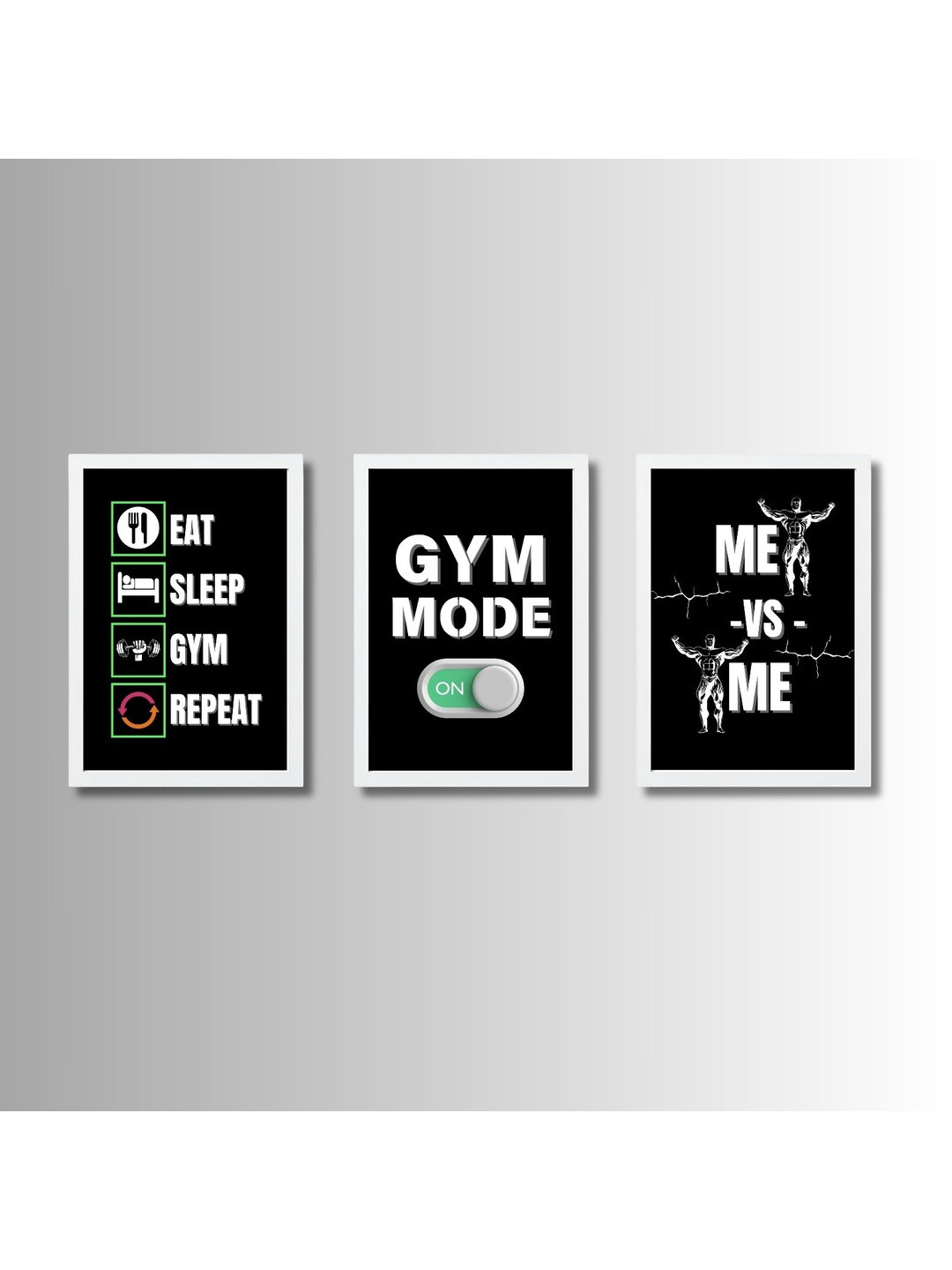 Aisha Decorz Black Set of 3 Motivational Art Printed Framed Wall Art