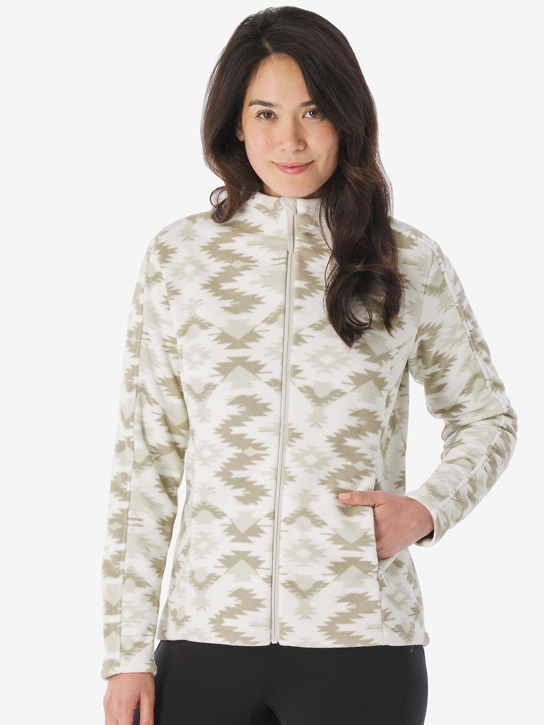 Decathlon QUECHUA Women White & Beige Mountain Hiking Fleece Jacket