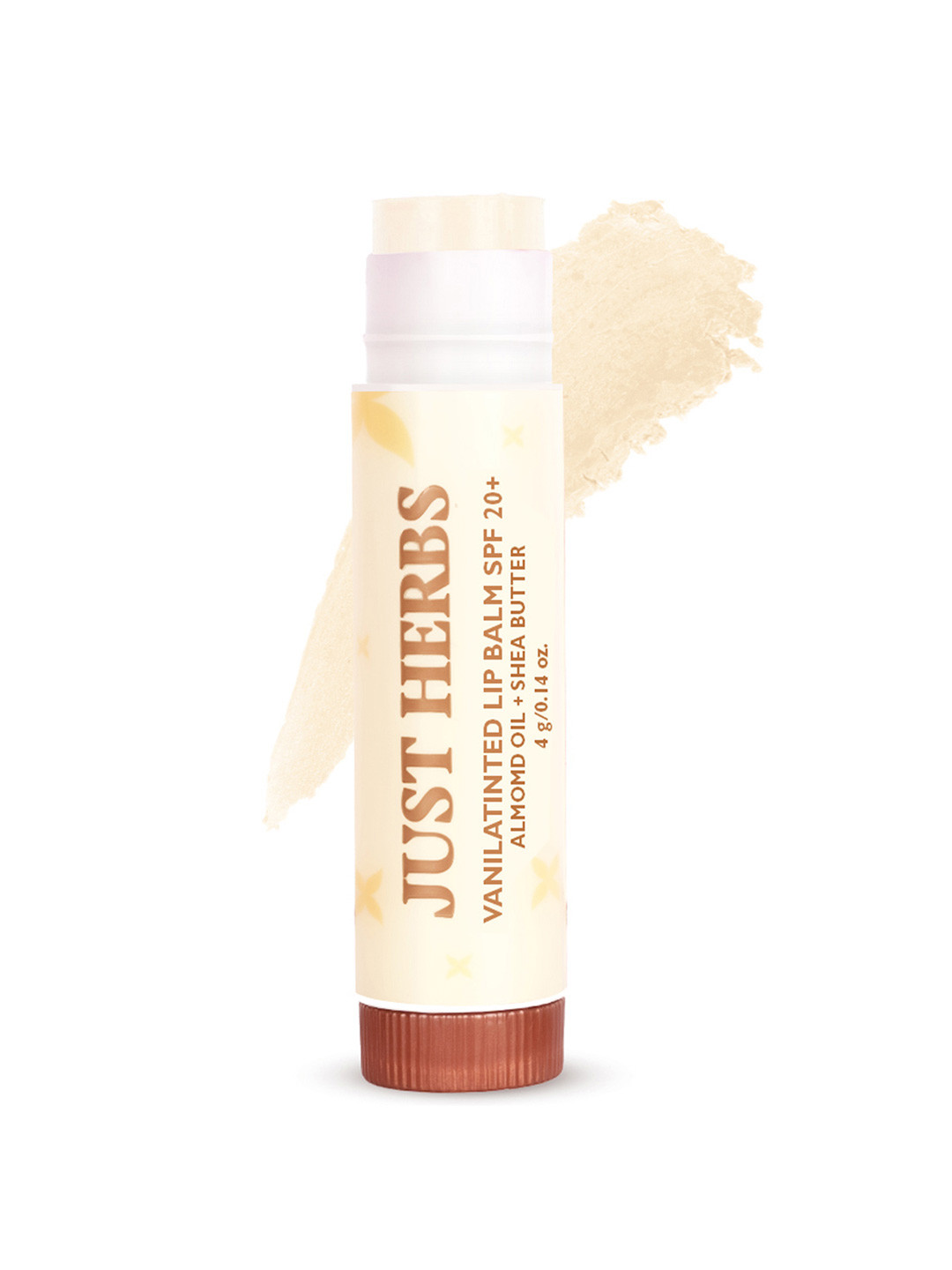Just Herbs SPF 20+ Vanilla Tinted Lip Balm with Almond Oil & Shea Butter - 4g