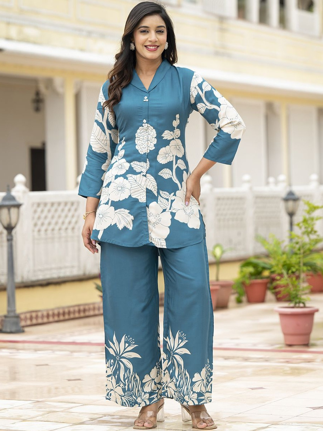 Kalini Women Teal Muslin Co-ords sets