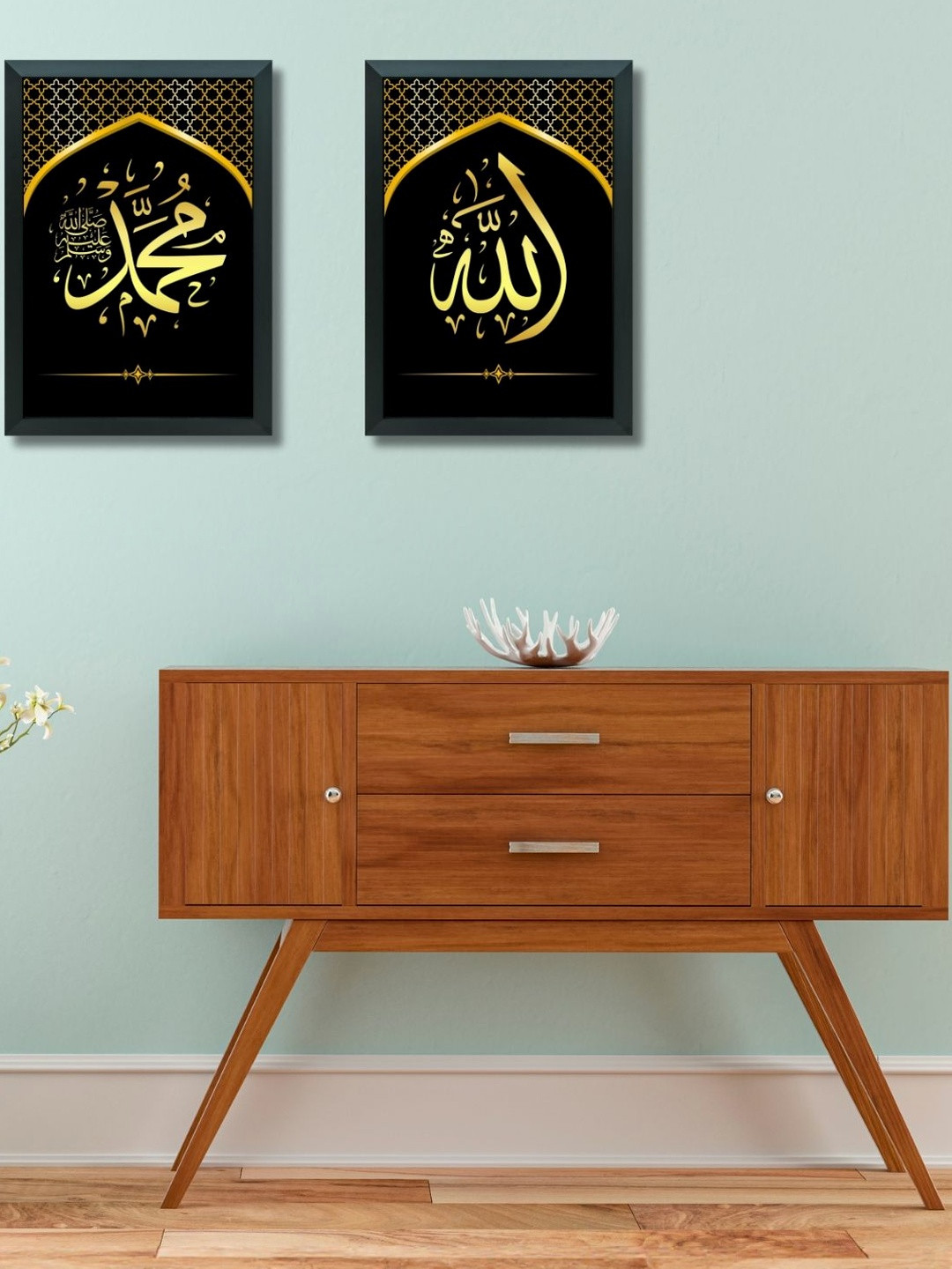 Aisha Decorz Black Set Of 2 Wood Wall Paintings