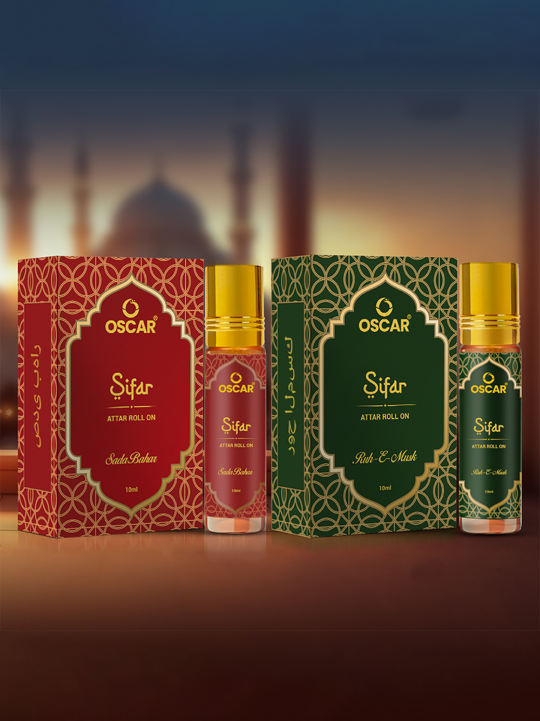 OSCAR Set Of 2 Sadabahar & Ruh-e-Musk Alcohol-Free Roll On Attar - 10 ml Each