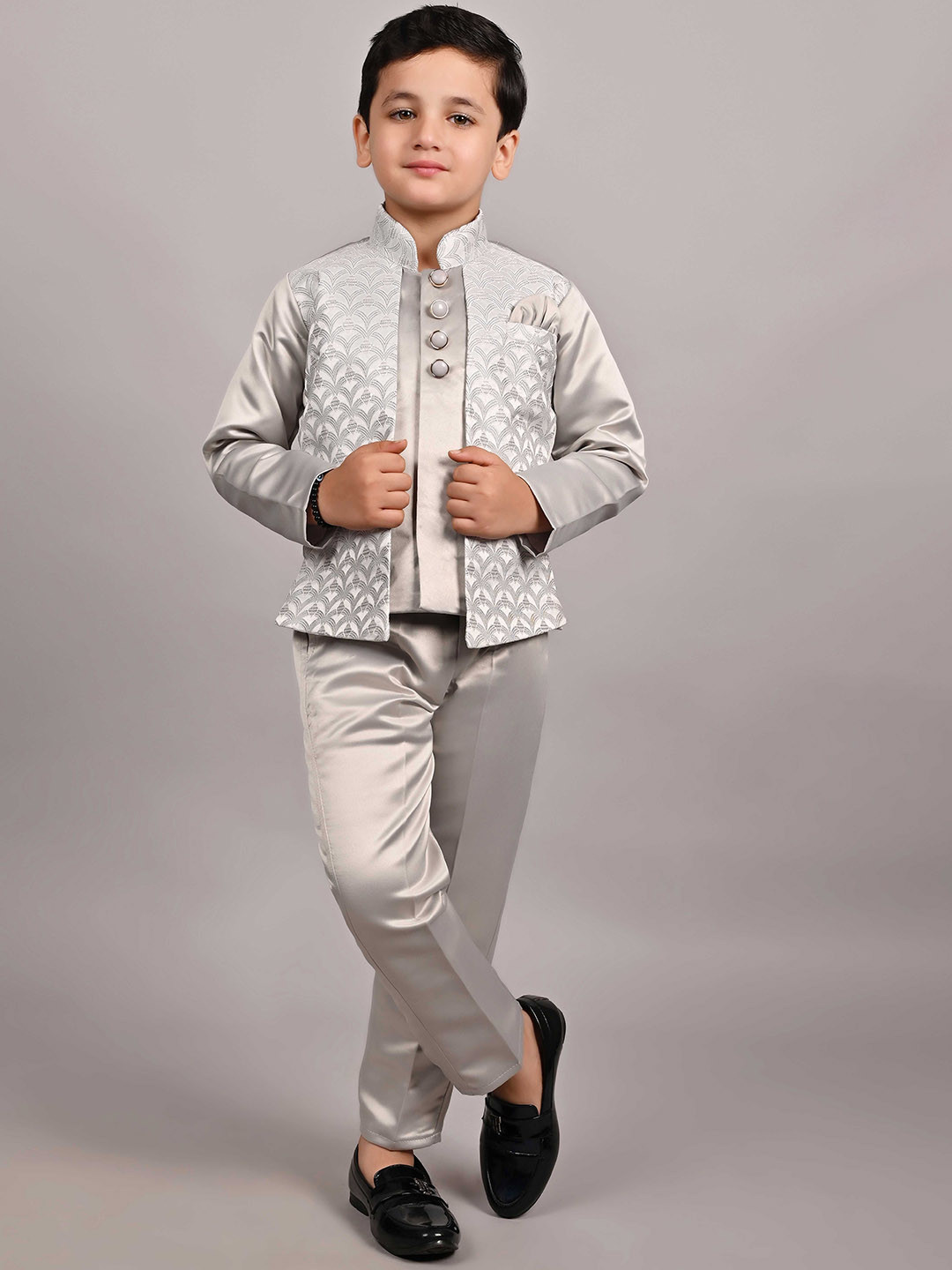BAESD Boys Printed Indo Western 2 Piece Suit Set