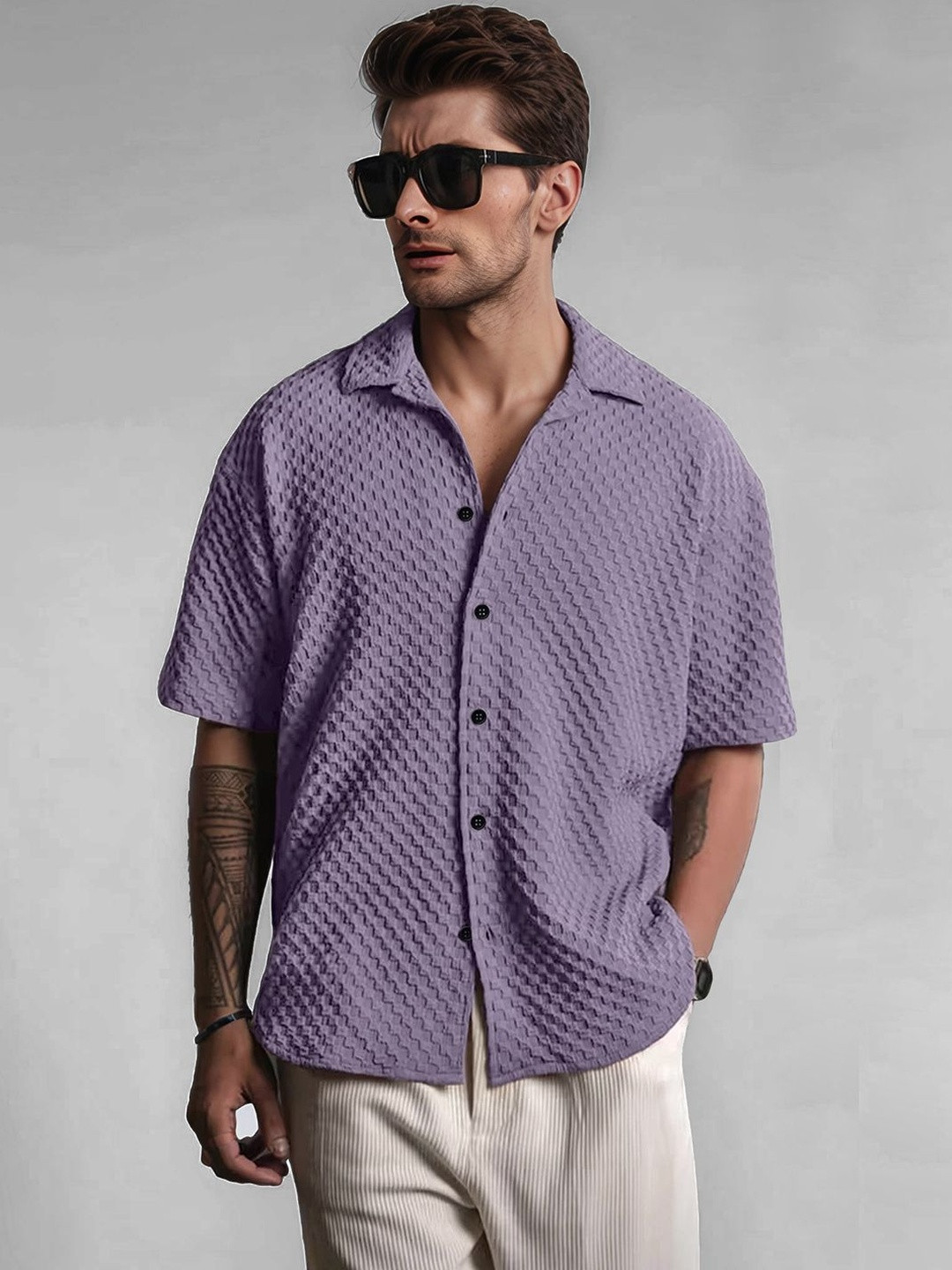 SZN Men Textured Relaxed Fit Casual Shirt
