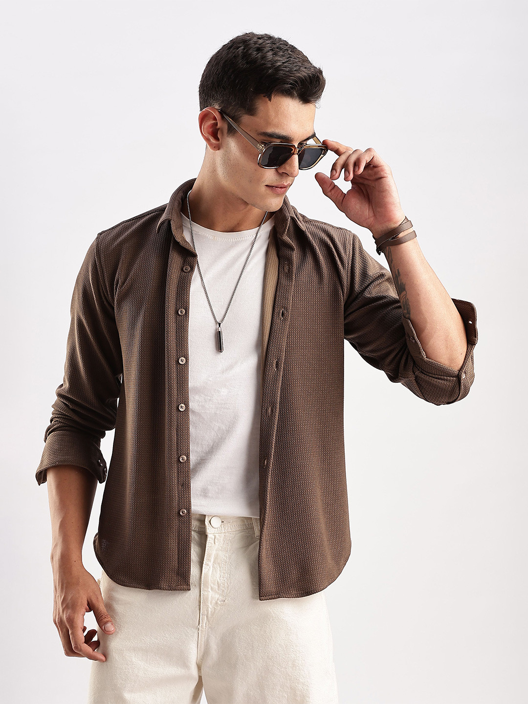 THE BEETEL HOUSE Men Honeycomb TXO Regular Slim Fit Casual Shirt